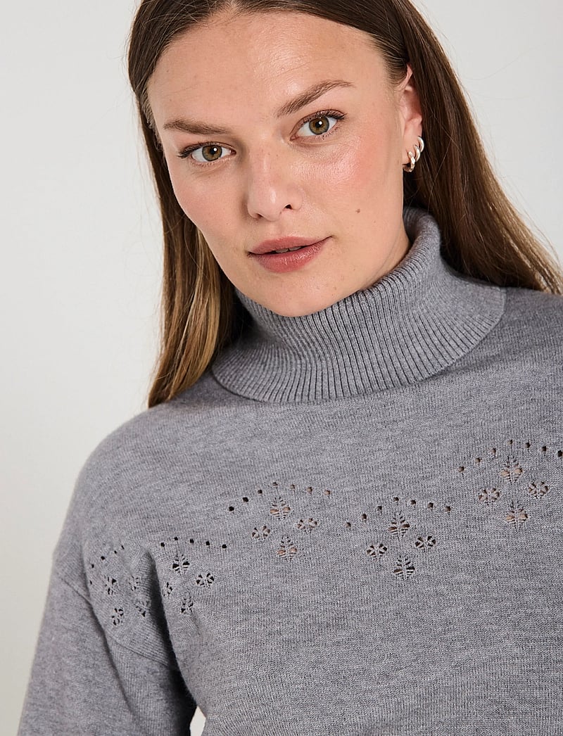 FREE/QUENT - FQCLAURA-PULLOVER - stickade tröjor - medium grey mlg. - 3