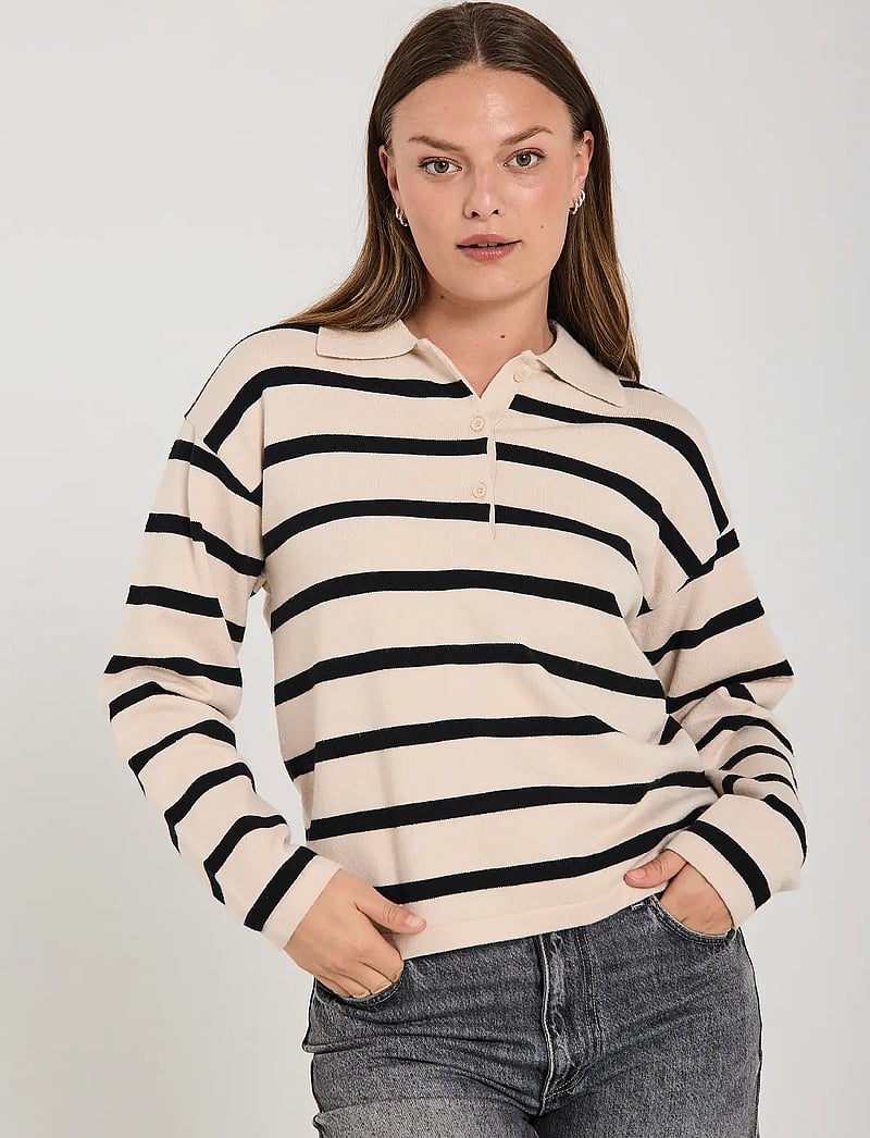FREE/QUENT - FQCLAURA-PULLOVER - pullover - moonbeam melange w. black - 3