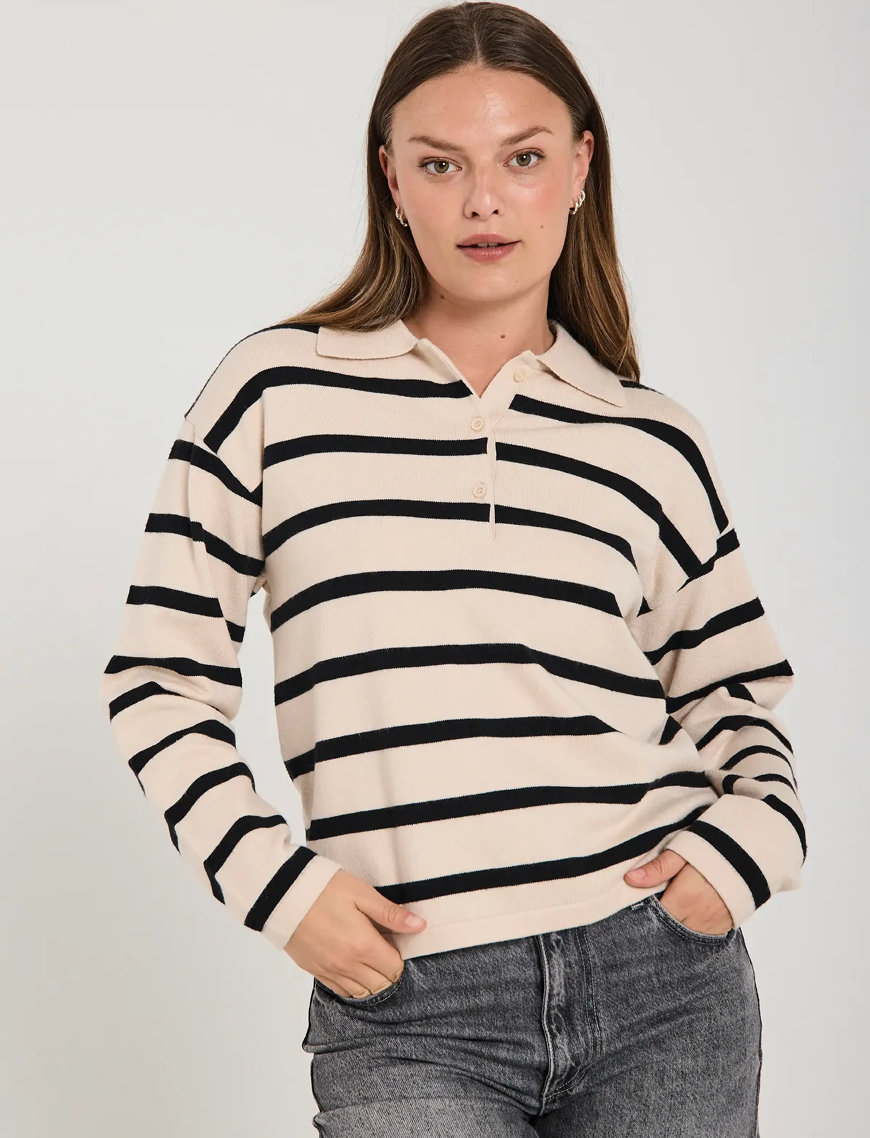 FREE/QUENT - FQCLAURA-PULLOVER - laveste priser - moonbeam melange w. black - 3