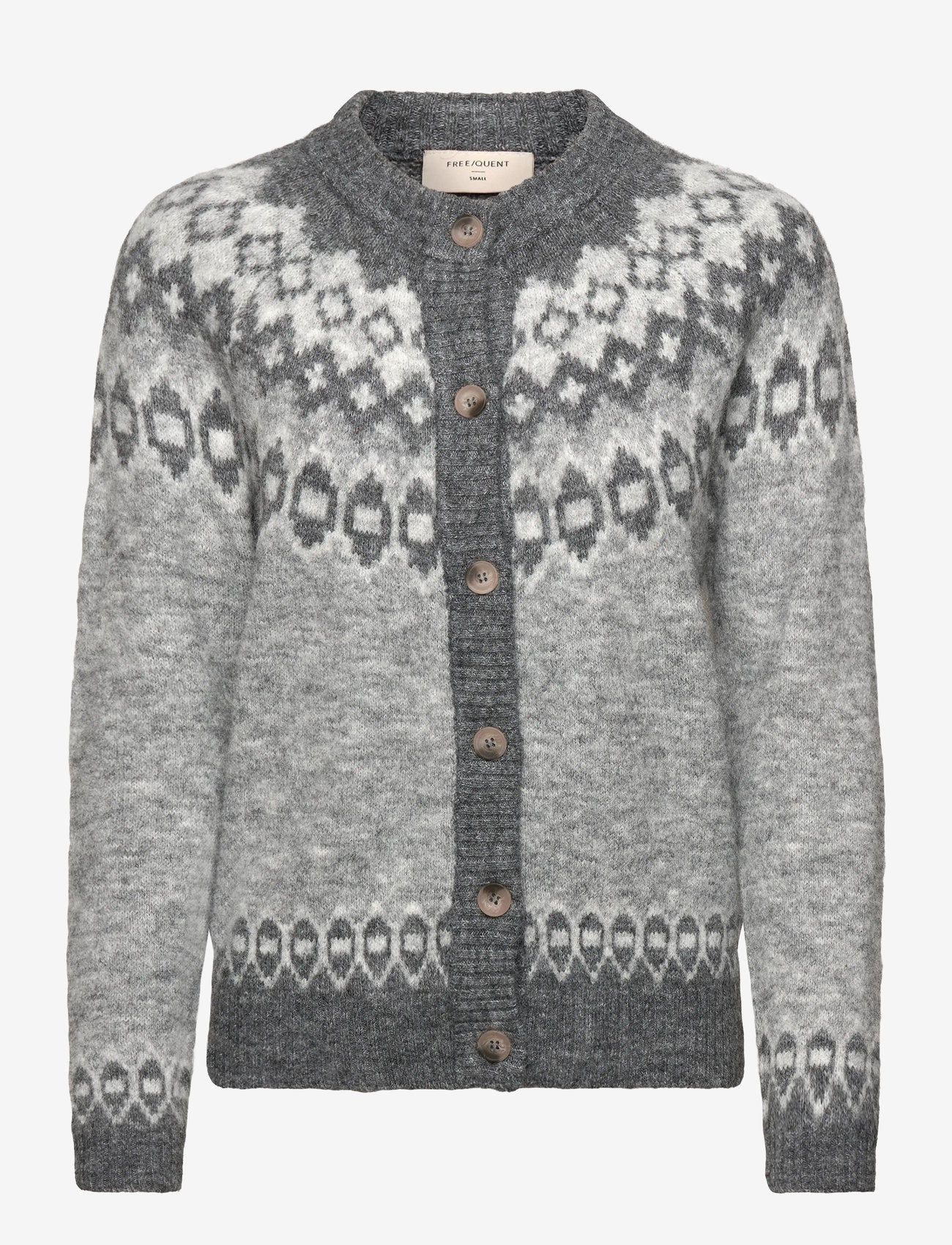FREE/QUENT - FQNOVALA-CARDIGAN - herbstliche kleidung - med grey mel. w. dark grey mel - 0