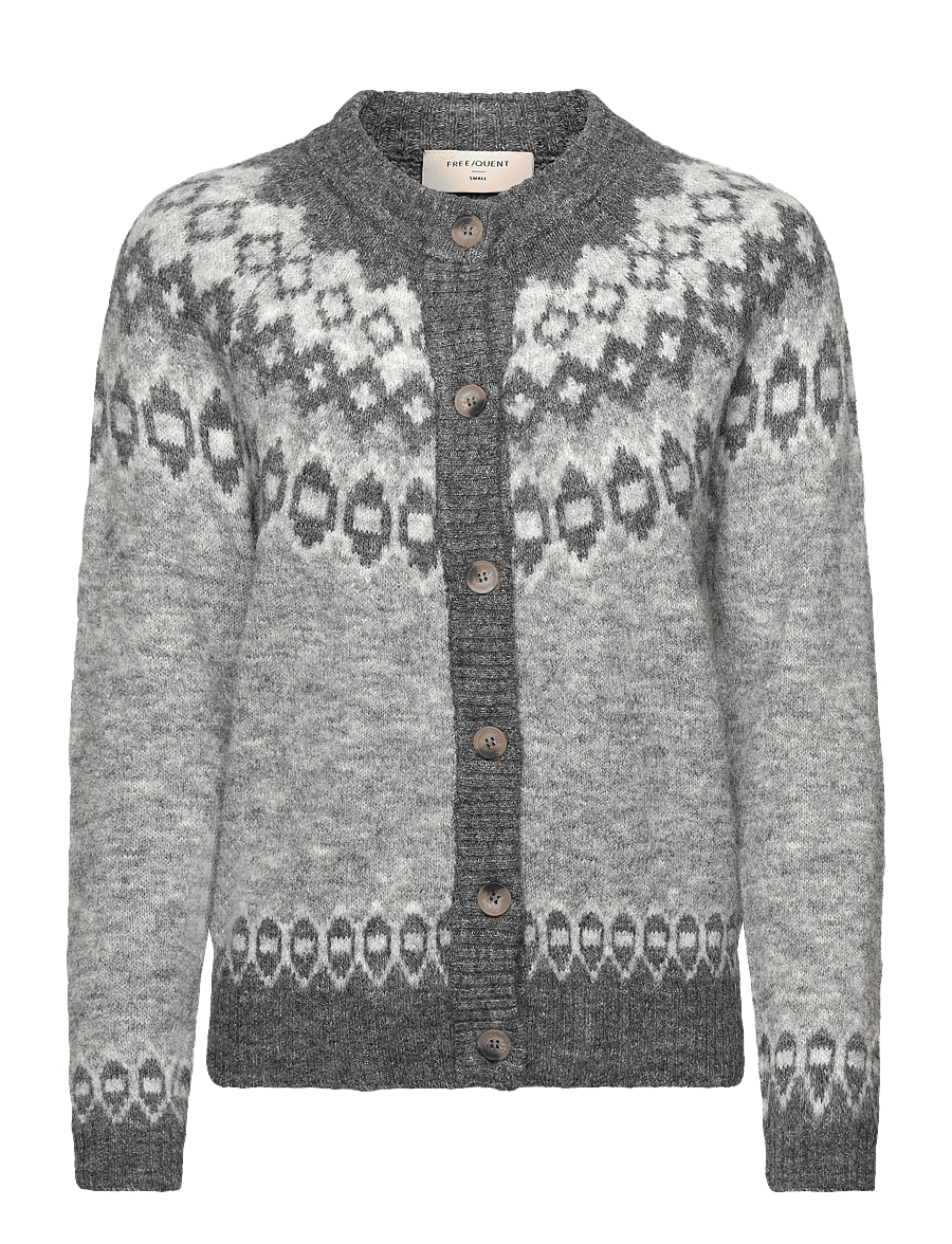 FREE/QUENT - FQNOVALA-CARDIGAN - gebreide vesten - med grey mel. w. dark grey mel - 0
