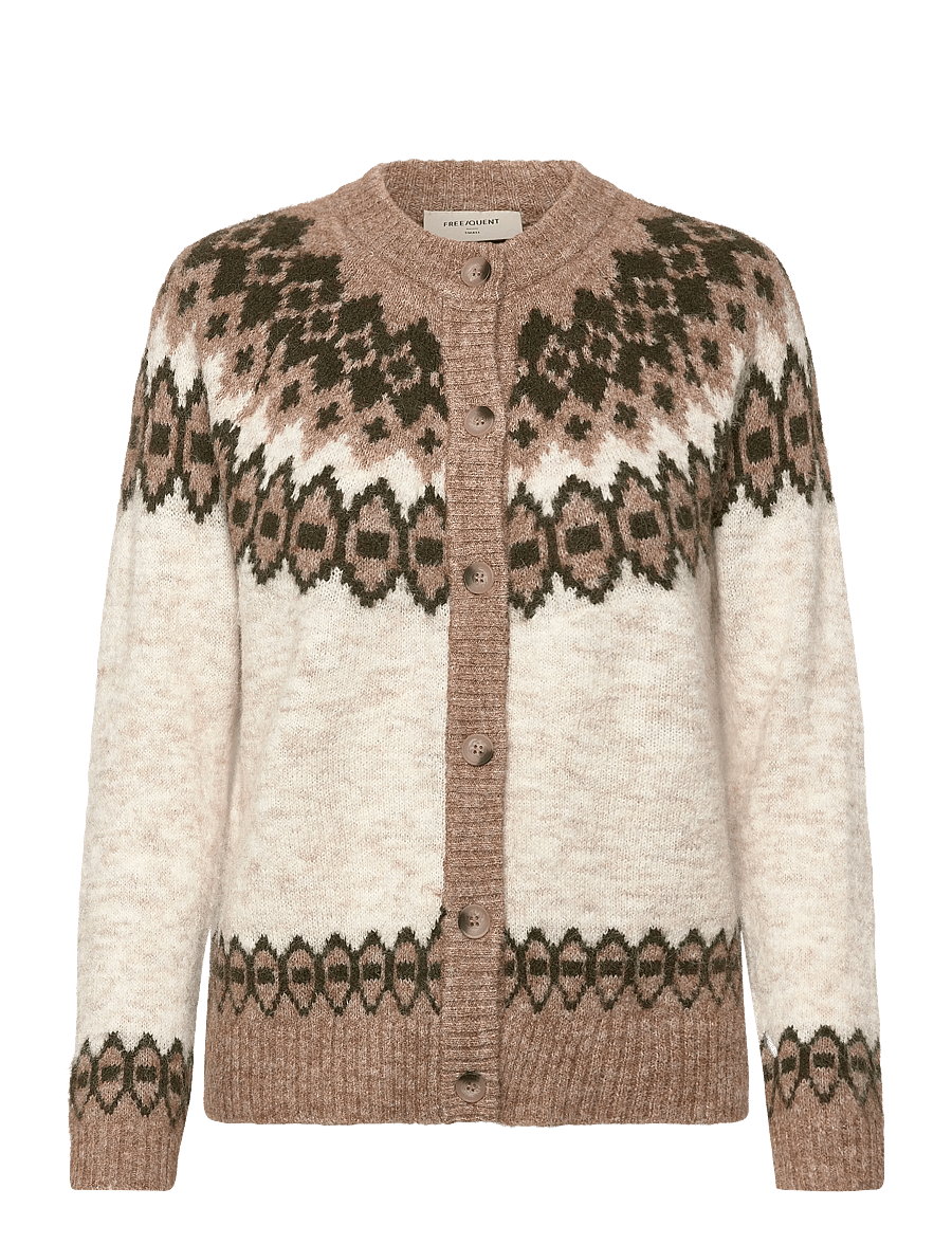 FREE/QUENT - FQNOVALA-CARDIGAN - gebreide vesten - moonbeam mel w kombu green mel - 1