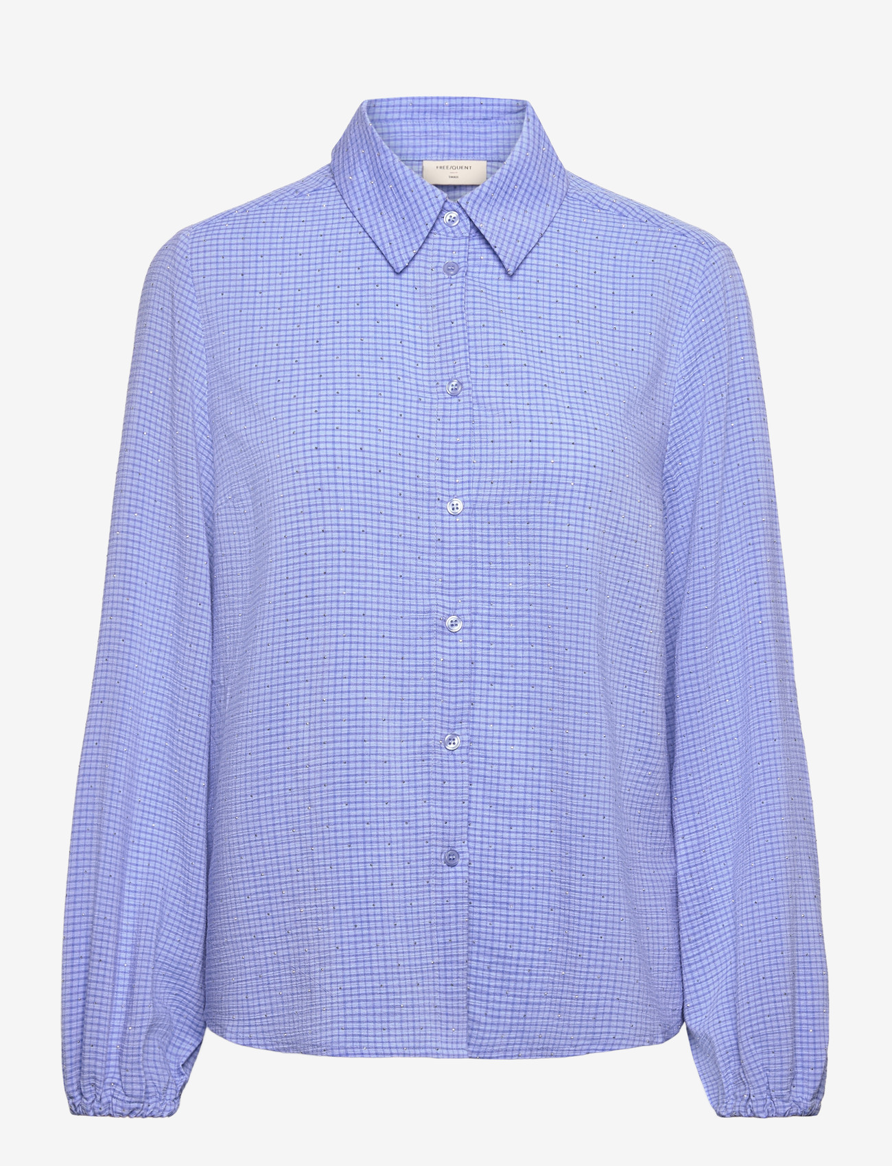 FREE/QUENT - Shirt from Freequent in a checkered texture with pearl details. The shirt has a - langærmede skjorter - wedgewood melange - 0
