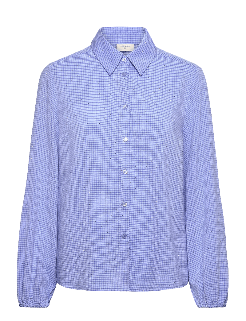 FREE/QUENT - Shirt from Freequent in a checkered texture with pearl details. The shirt has a - langærmede skjorter - wedgewood melange - 0
