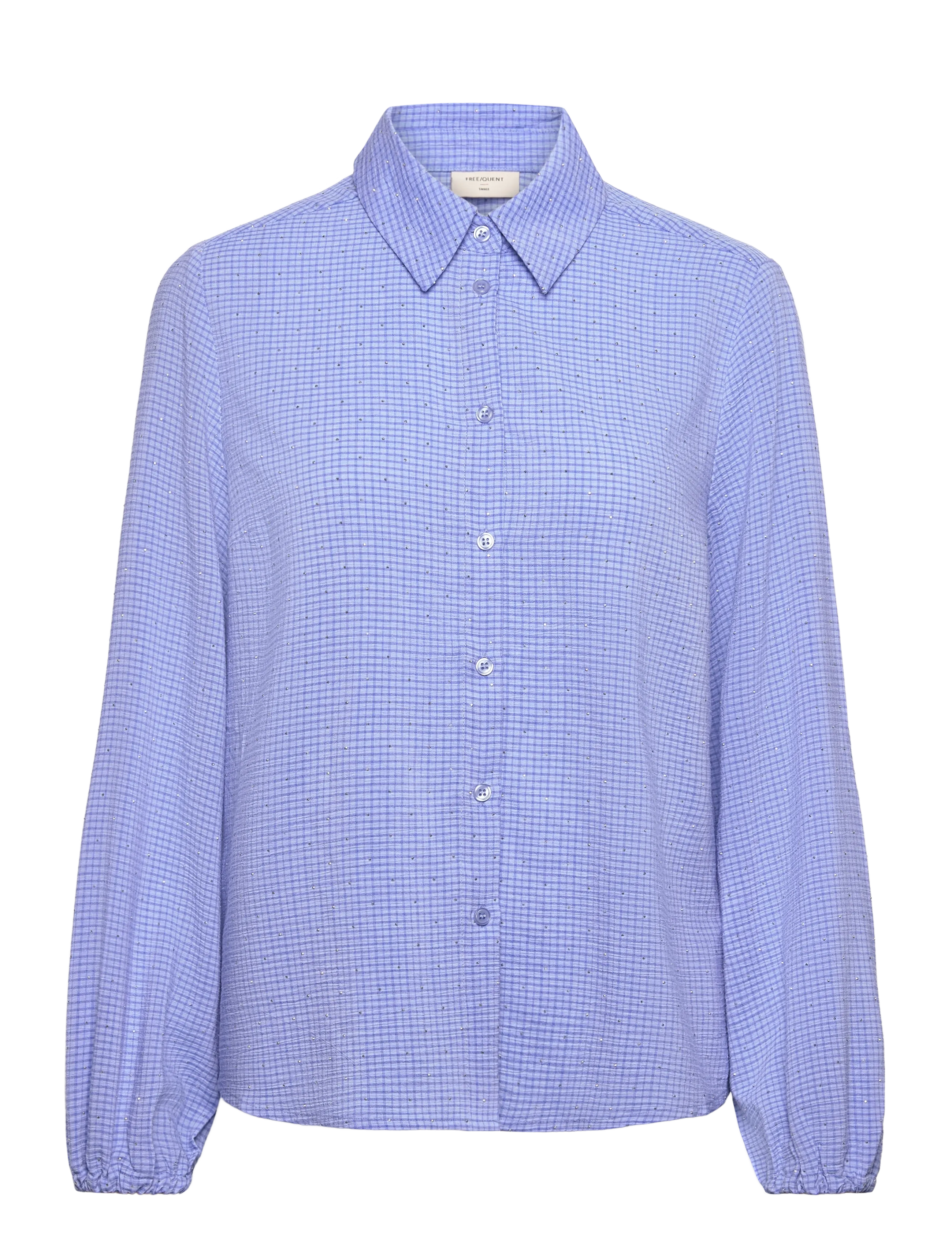 FREE/QUENT - Shirt from Freequent in a checkered texture with pearl details. The shirt has a - wedgewood melange - 0