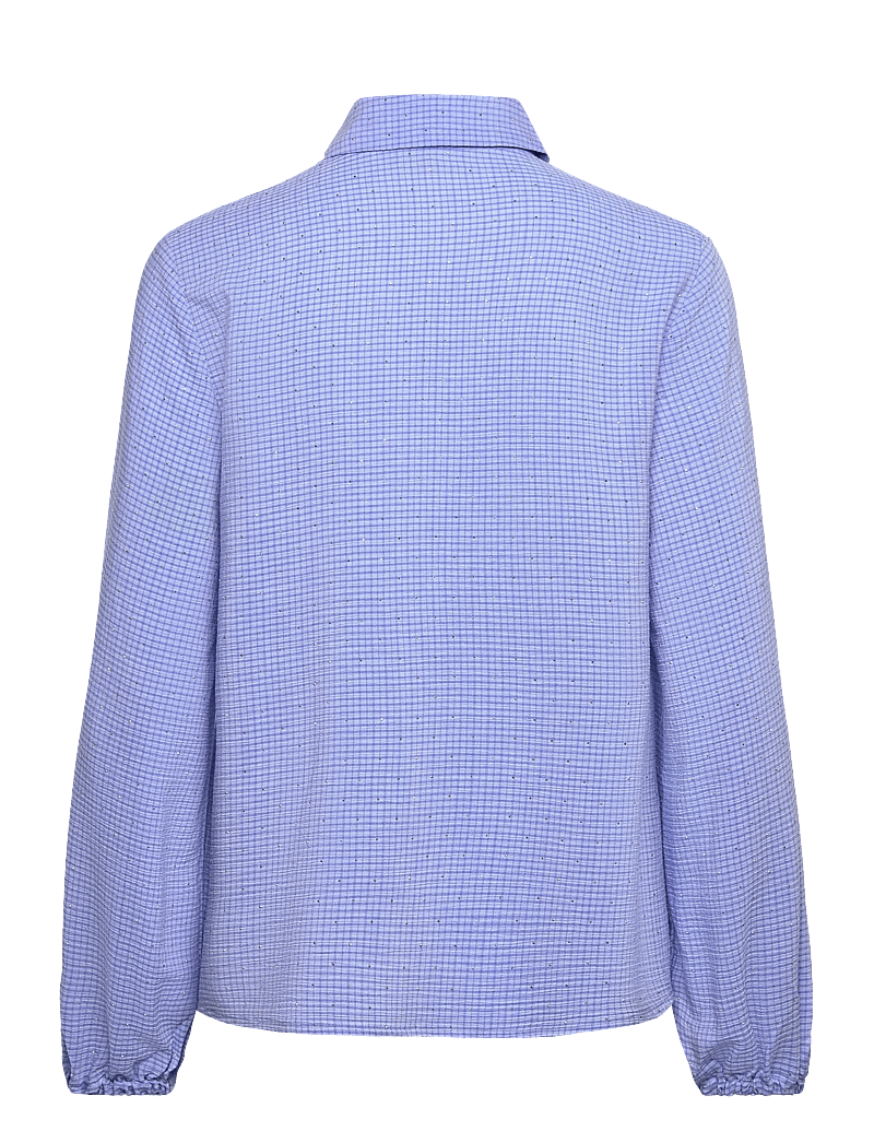 FREE/QUENT - Shirt from Freequent in a checkered texture with pearl details. The shirt has a - langærmede skjorter - wedgewood melange - 1