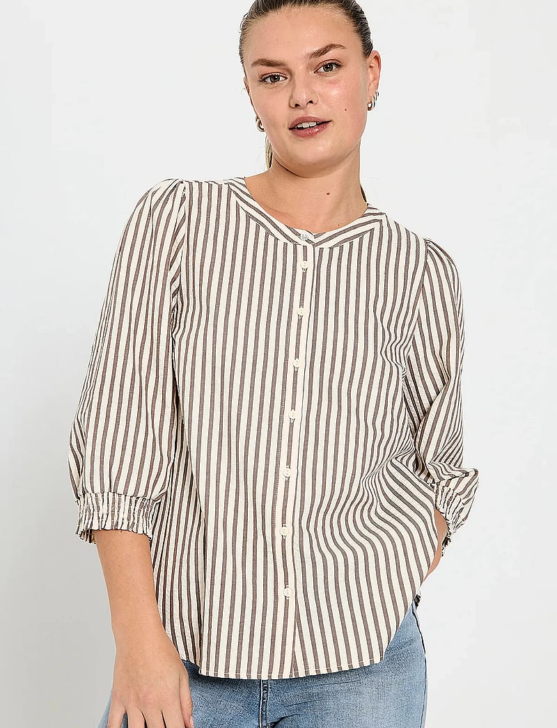 FREE/QUENT - Shirt - lühikeste varrukatega pluusid - morel w. star off-white - 0