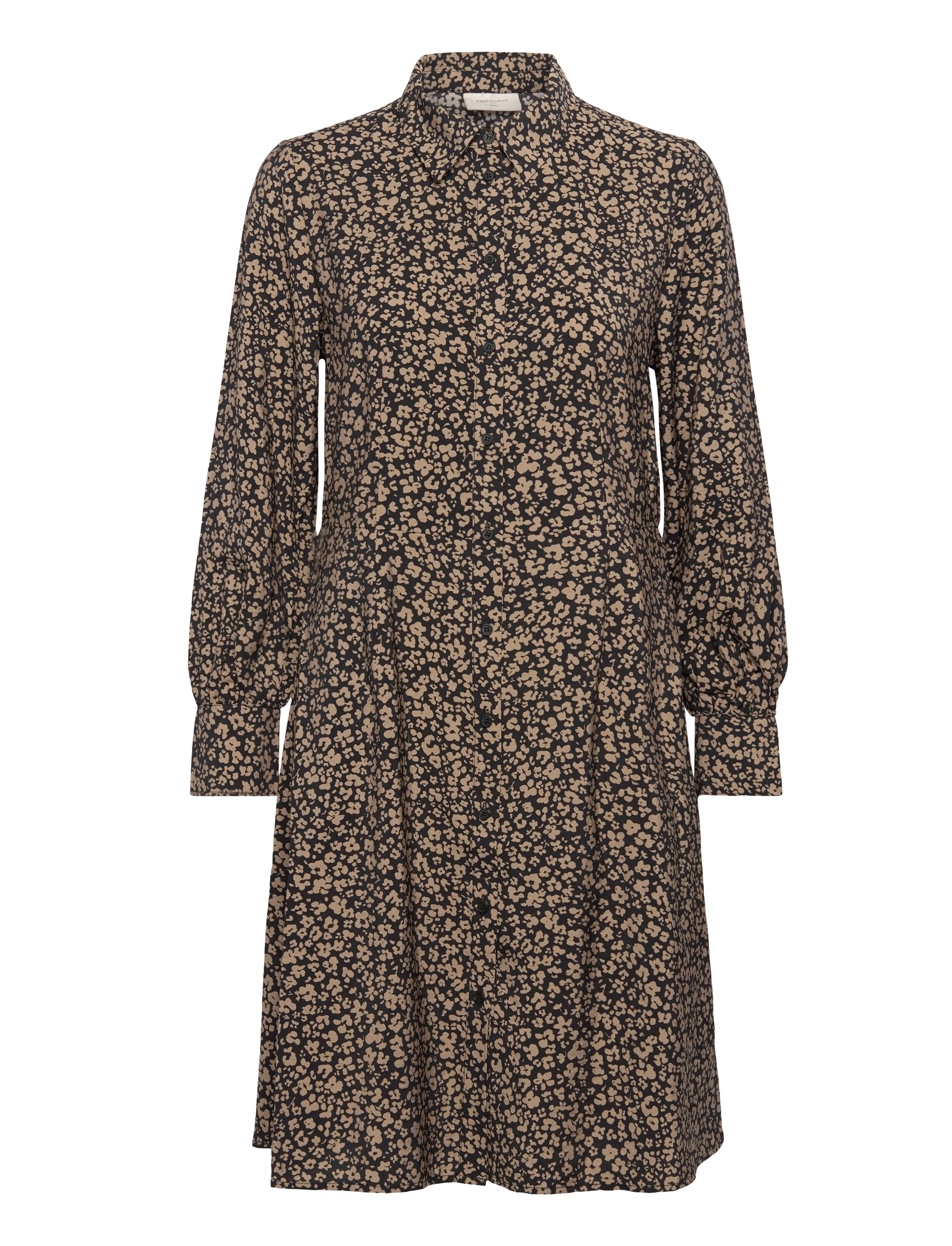 FREE/QUENT Dress from Freequent in a soft material with allover print. The dress is simple - Tøj - BLACK W. DESERT TAUPE / black