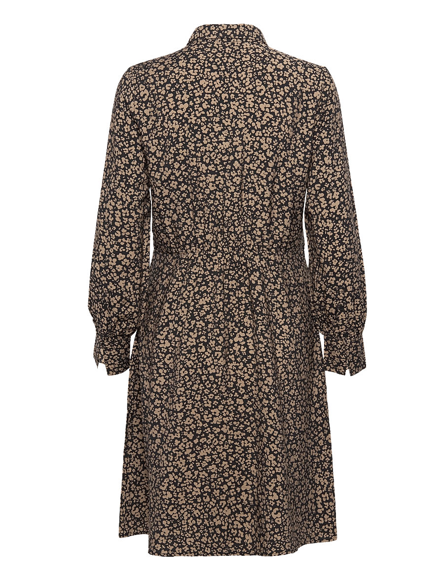 FREE/QUENT - Dress from Freequent in a soft material with allover print. The dress is simple - hemdkleider - black w. desert taupe - 1