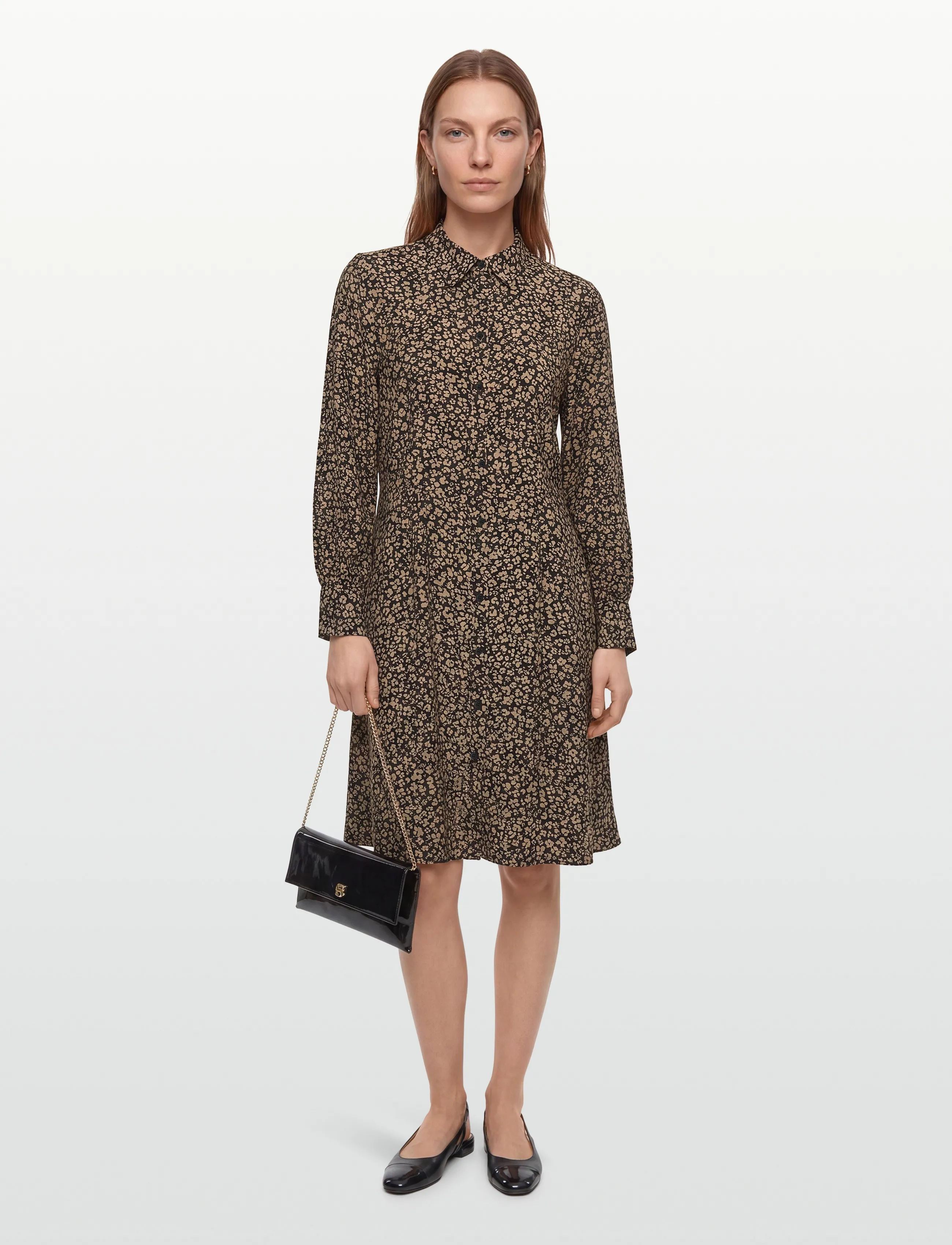 FREE/QUENT Dress From Freequent In A Soft Material With Allover Print. The Dress Is Simple, M, Black, Kjoler > Skjortekjoler, Dame