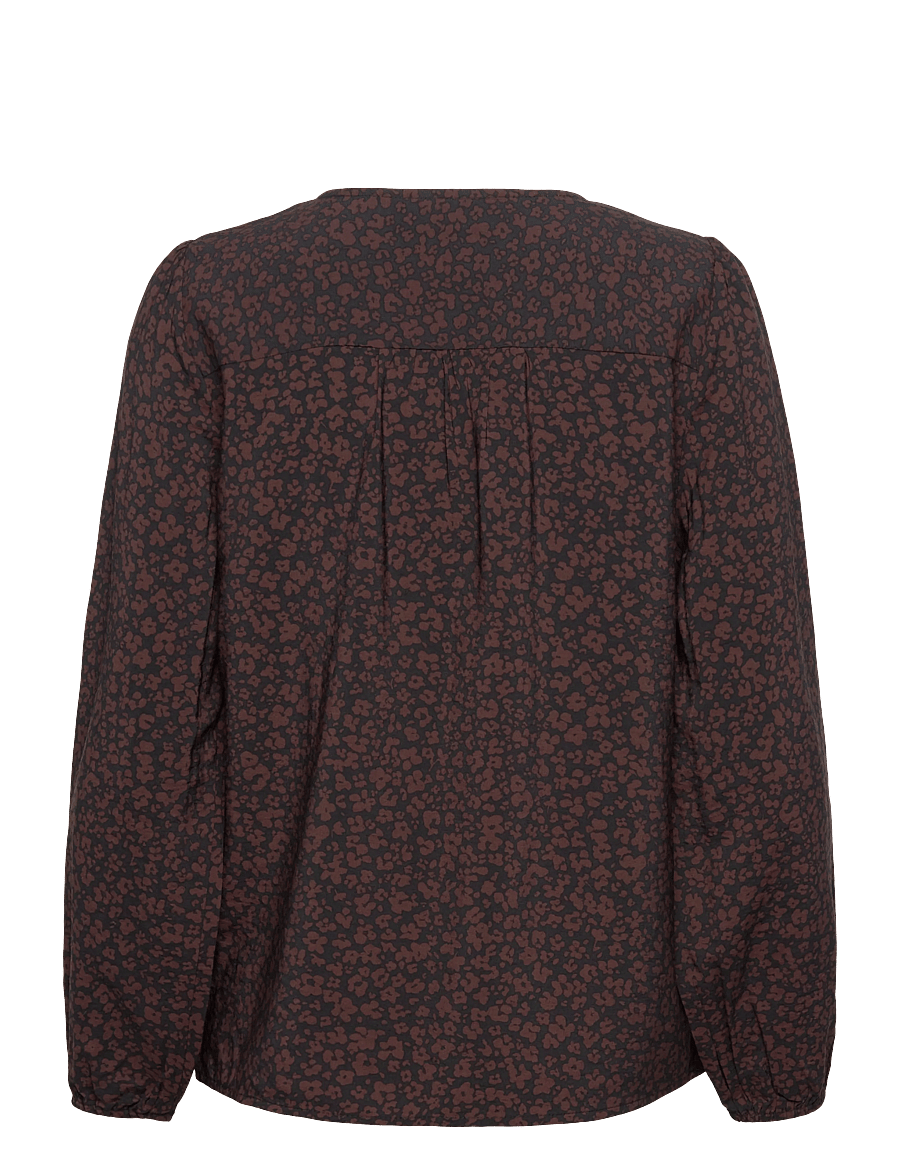 FREE/QUENT - Blouse from Freequent in a light material with allover print. The blouse is simp - langærmede bluser - black w. coffee bean - 1