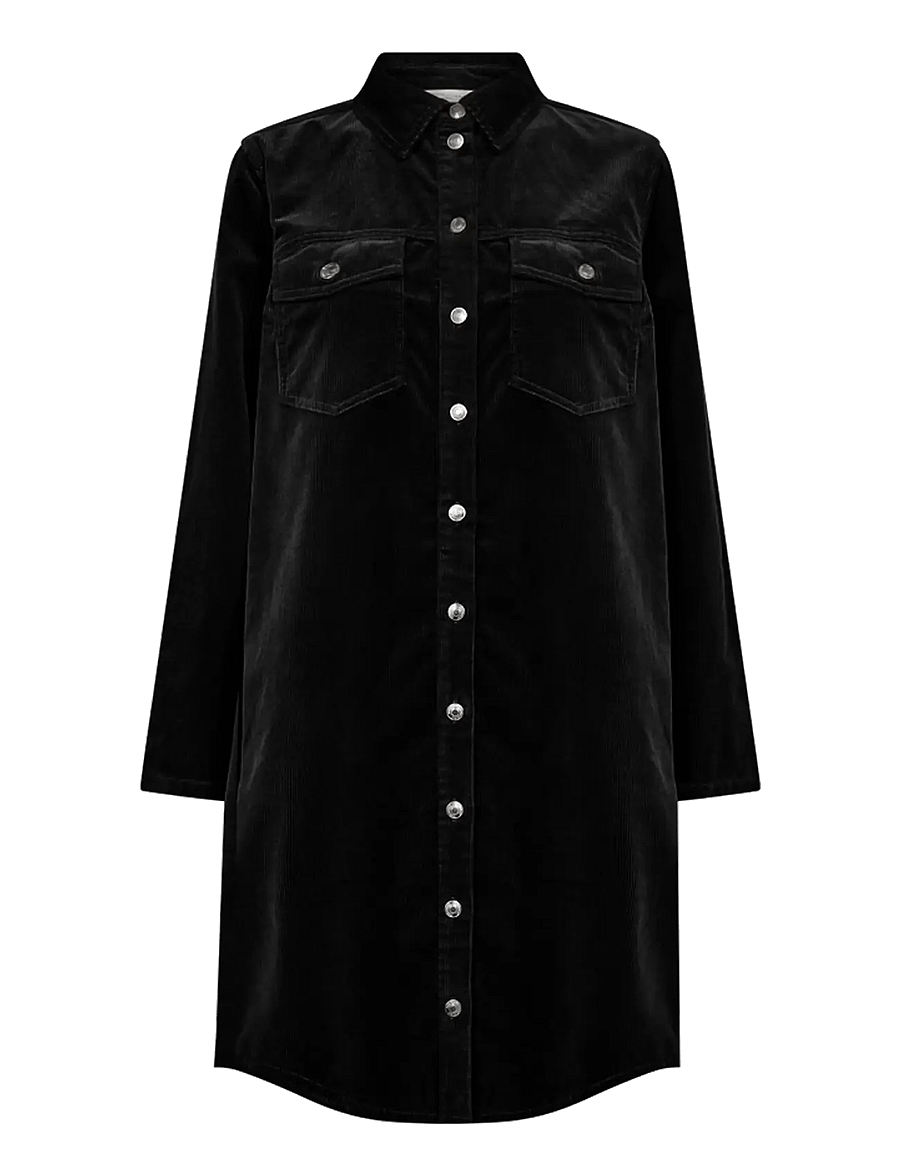 FREE/QUENT - Dress from Freequent in a corduroy material. The dress has a casual look with a - skjortklänningar - black - 0