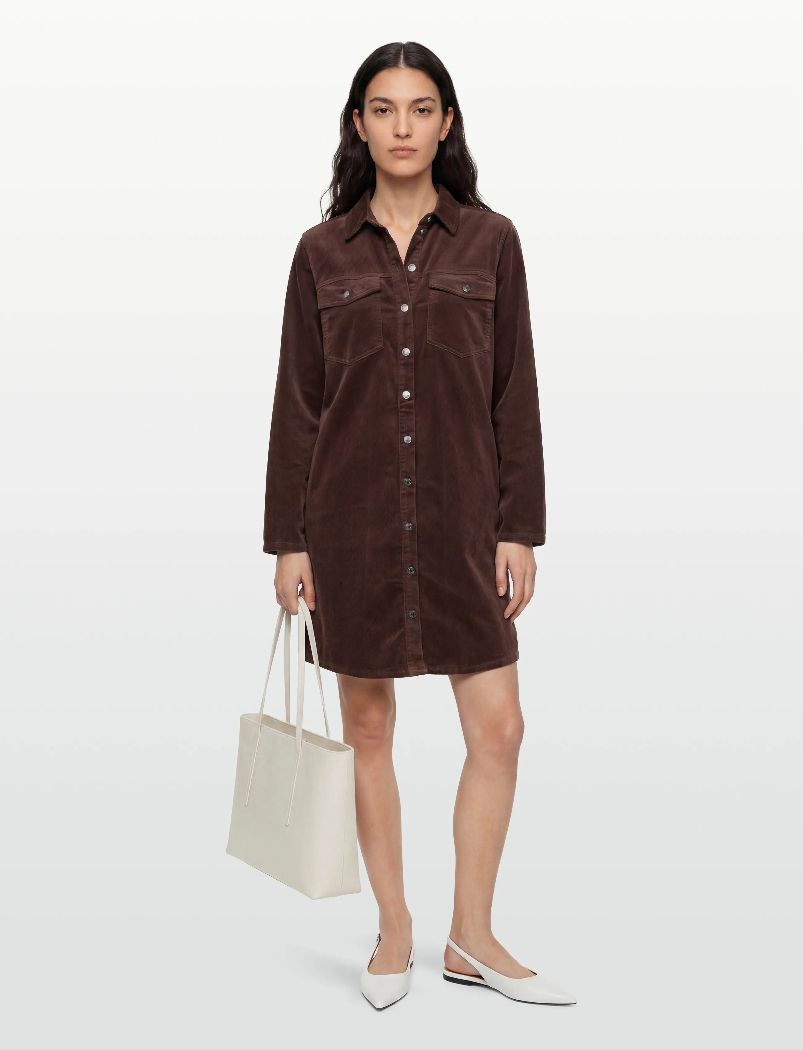 FREE/QUENT Dress from Freequent in a corduroy material. The dress has a casual look with a - Kjoler - COFFEE BEAN / brown