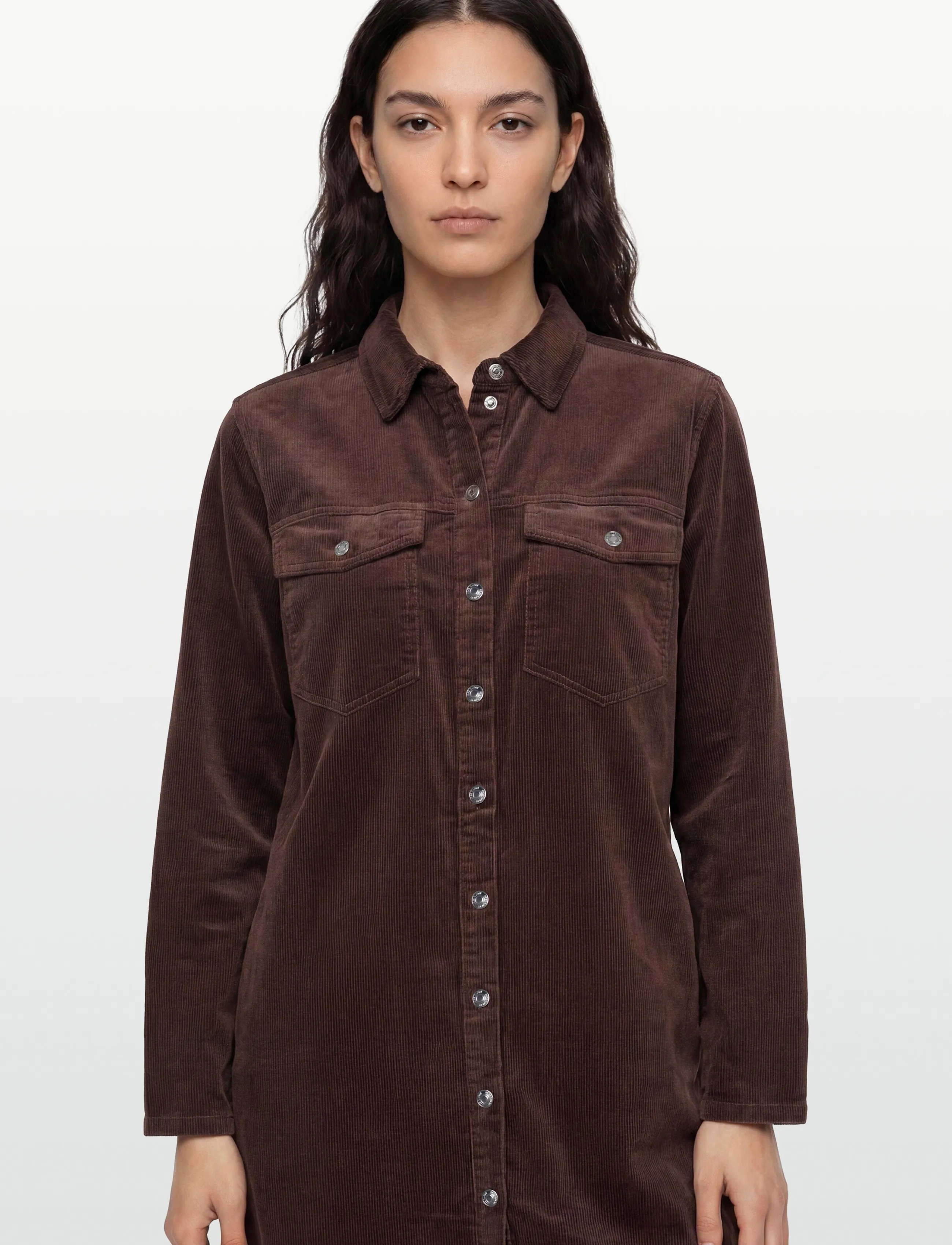 FREE/QUENT - Dress from Freequent in a corduroy material. The dress has a casual look with a - särkkleidid - coffee bean - 3