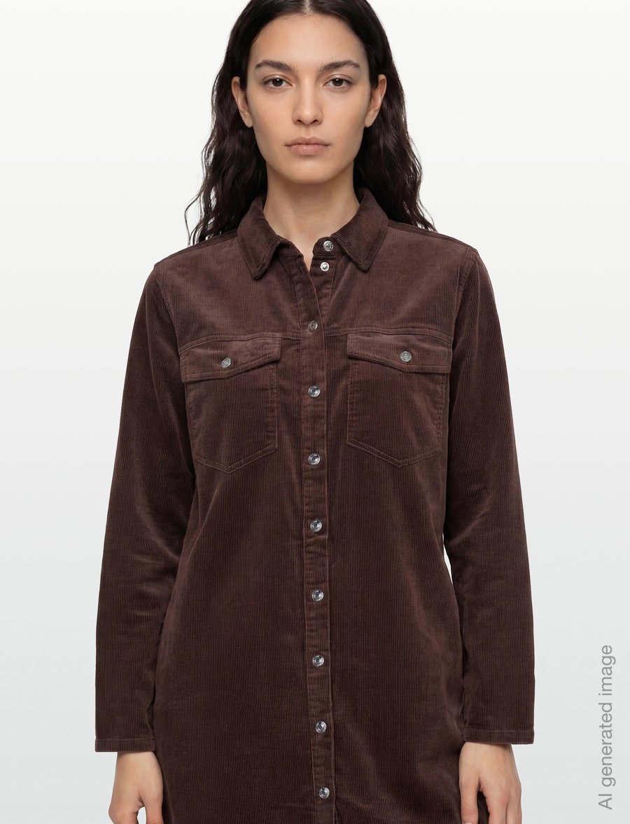 FREE/QUENT - Dress from Freequent in a corduroy material. The dress has a casual look with a - skjortklänningar - coffee bean - 3