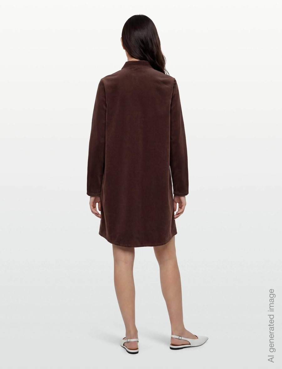 FREE/QUENT - Dress from Freequent in a corduroy material. The dress has a casual look with a - skjortklänningar - coffee bean - 4