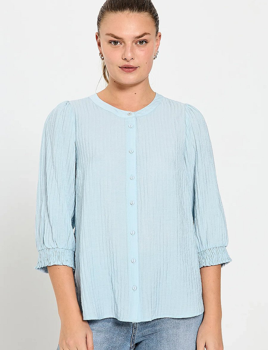 FREE/QUENT - Shirt - kortærmede bluser - chambray blue - 0