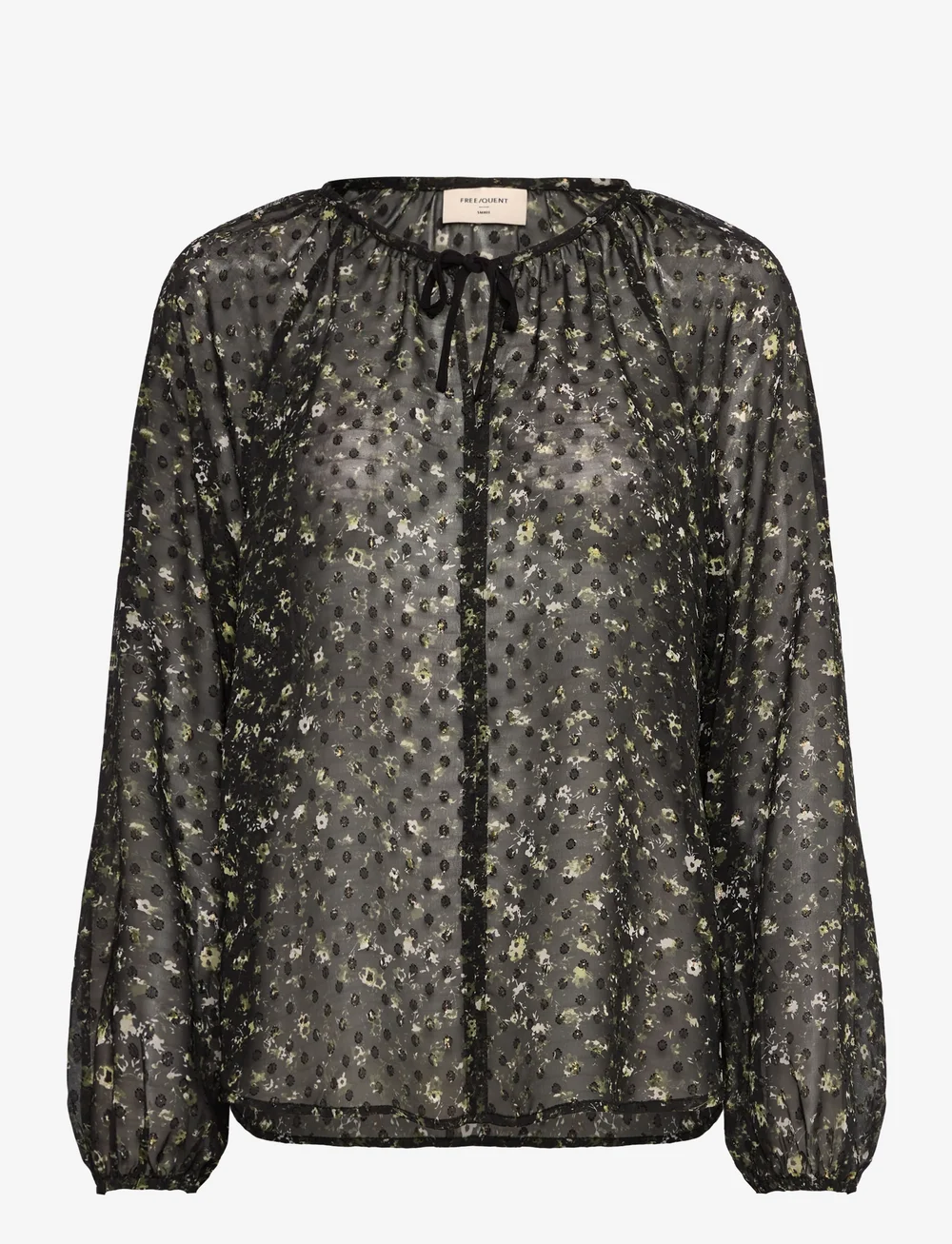 FREE/QUENT - FQSANDA-BLOUSE - långärmade blusar - black w. kombu green - 1
