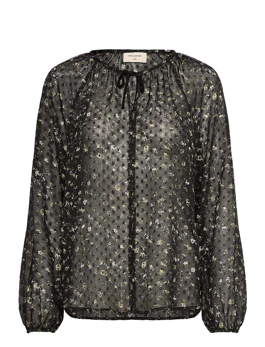 FREE/QUENT - FQSANDA-BLOUSE - langärmlige blusen - black w. kombu green - 1