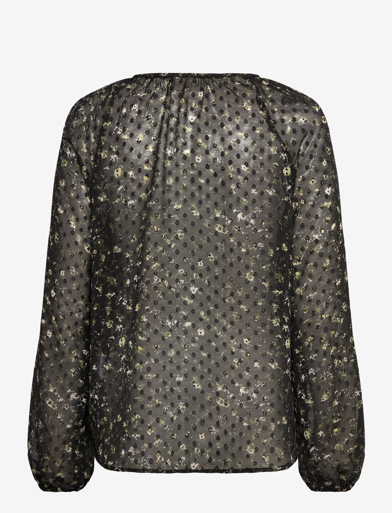 FREE/QUENT - FQSANDA-BLOUSE - long sleeved blouses - black w. kombu green - 2