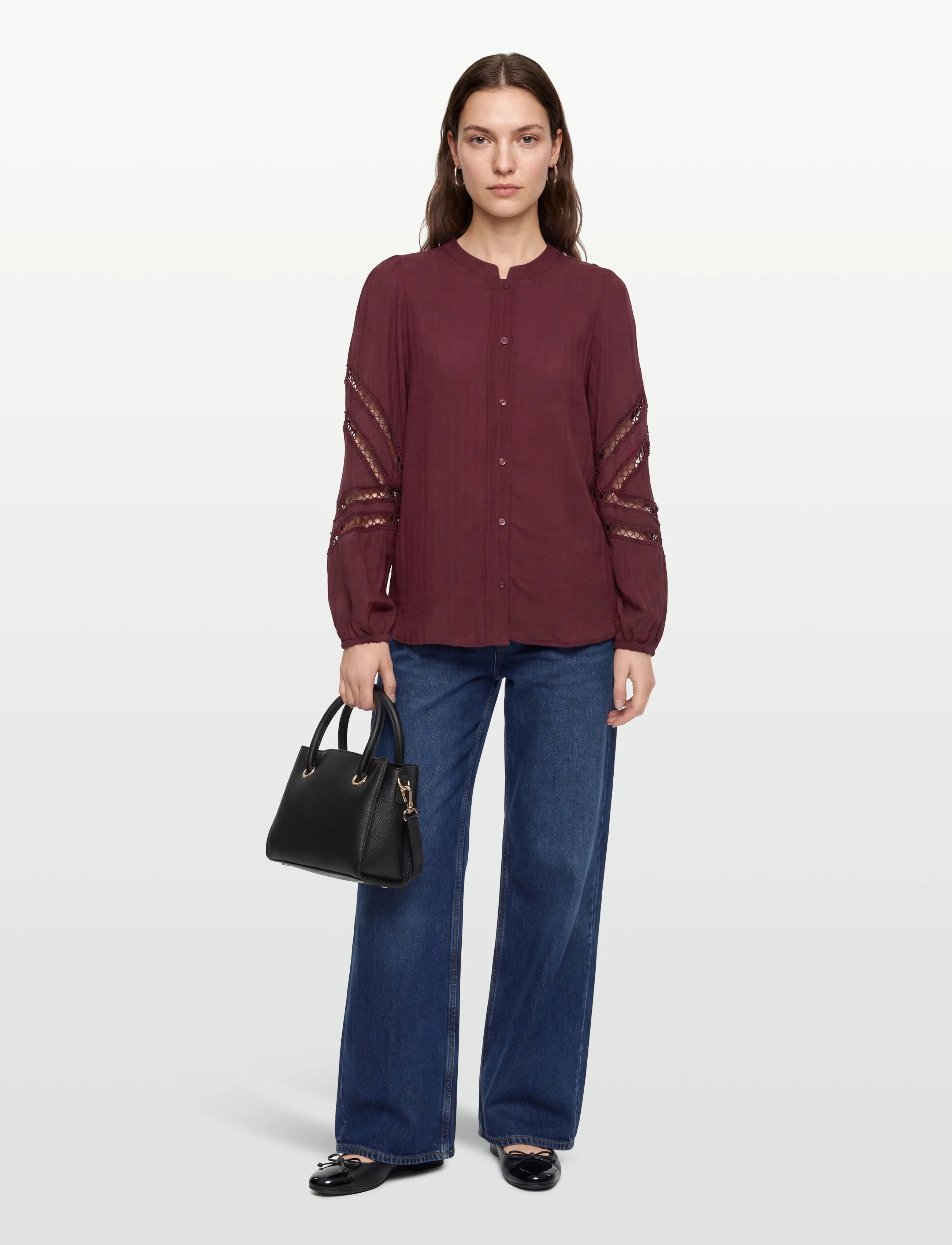 FREE/QUENT Fqshu-Blouse, Kvinder, Blonde Bluse, Bordeaux, Str: S