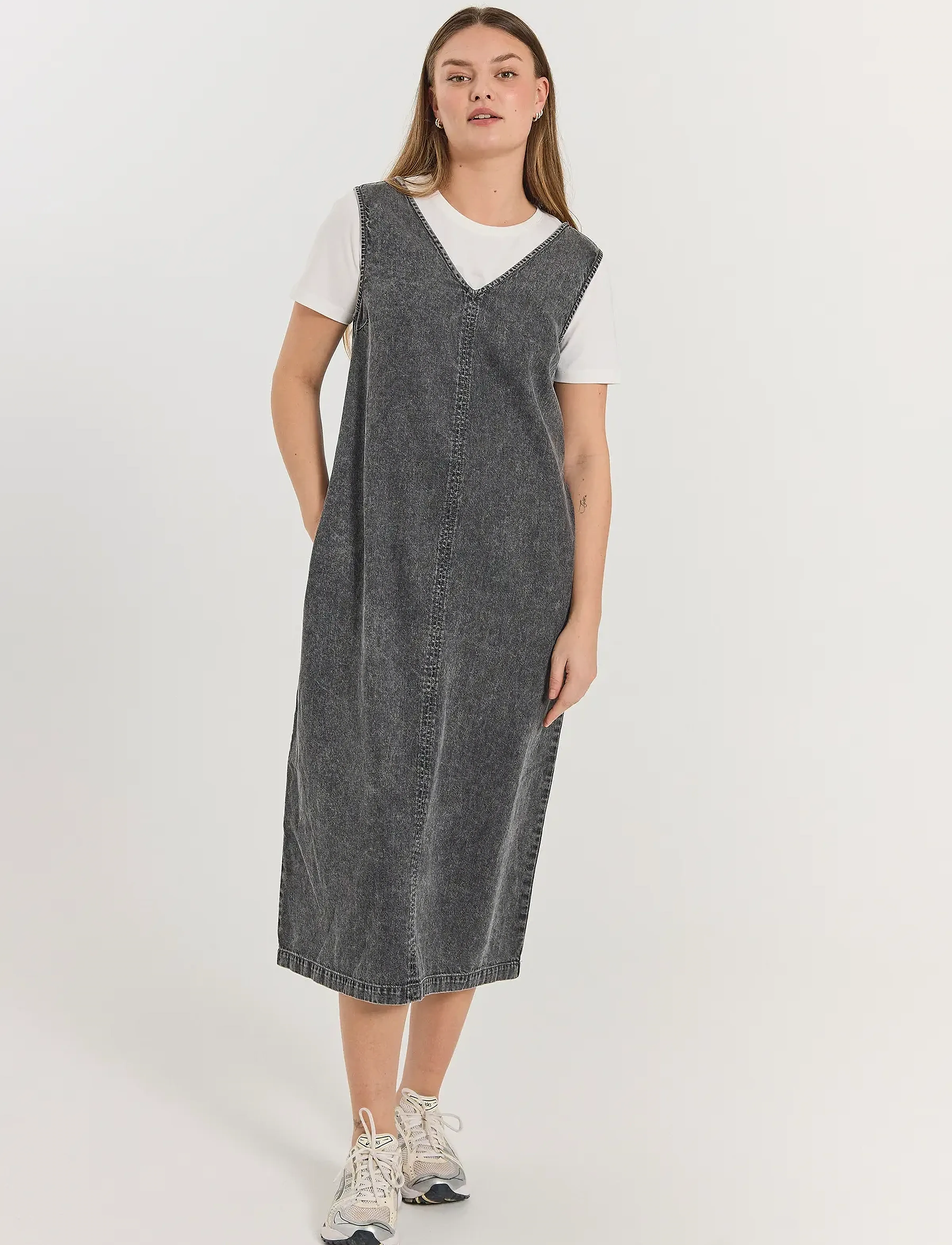 FREE/QUENT FQLISEA-DRESS - Midi kjoler - VINTAGE GREY DENIM / grey