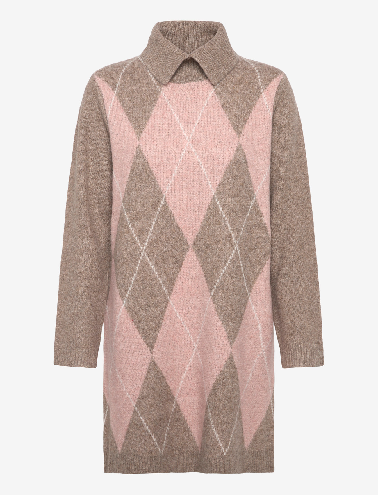 FREE/QUENT - Dress from Freequent in a soft, fine-knit material. The dress has long sleeves, - strikkjoler - desert taupe mel w pale m mel - 0