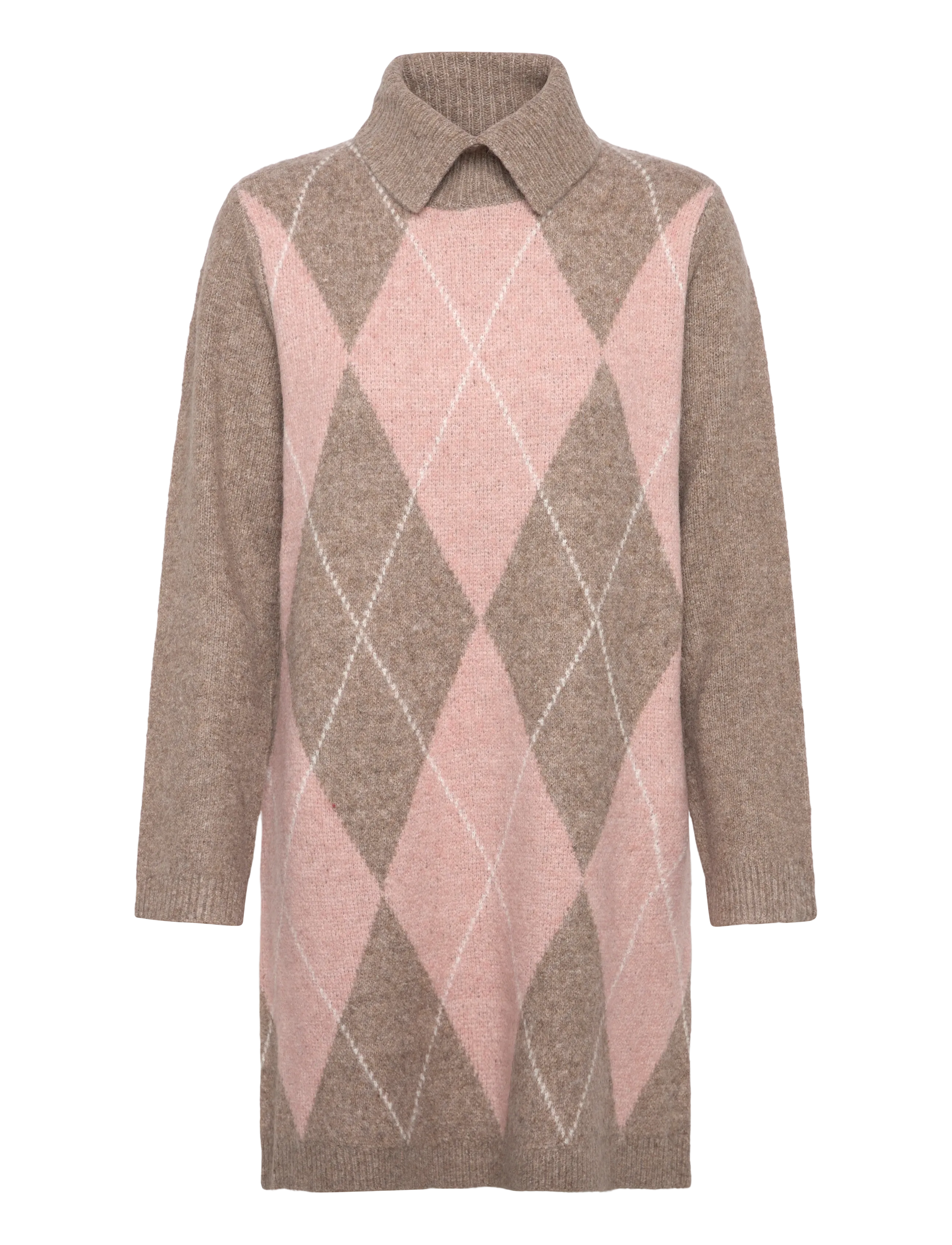Dress from Freequent in a soft, fine-knit material. The dress has long sleeves, - DESERT TAUPE MEL W PALE M MEL