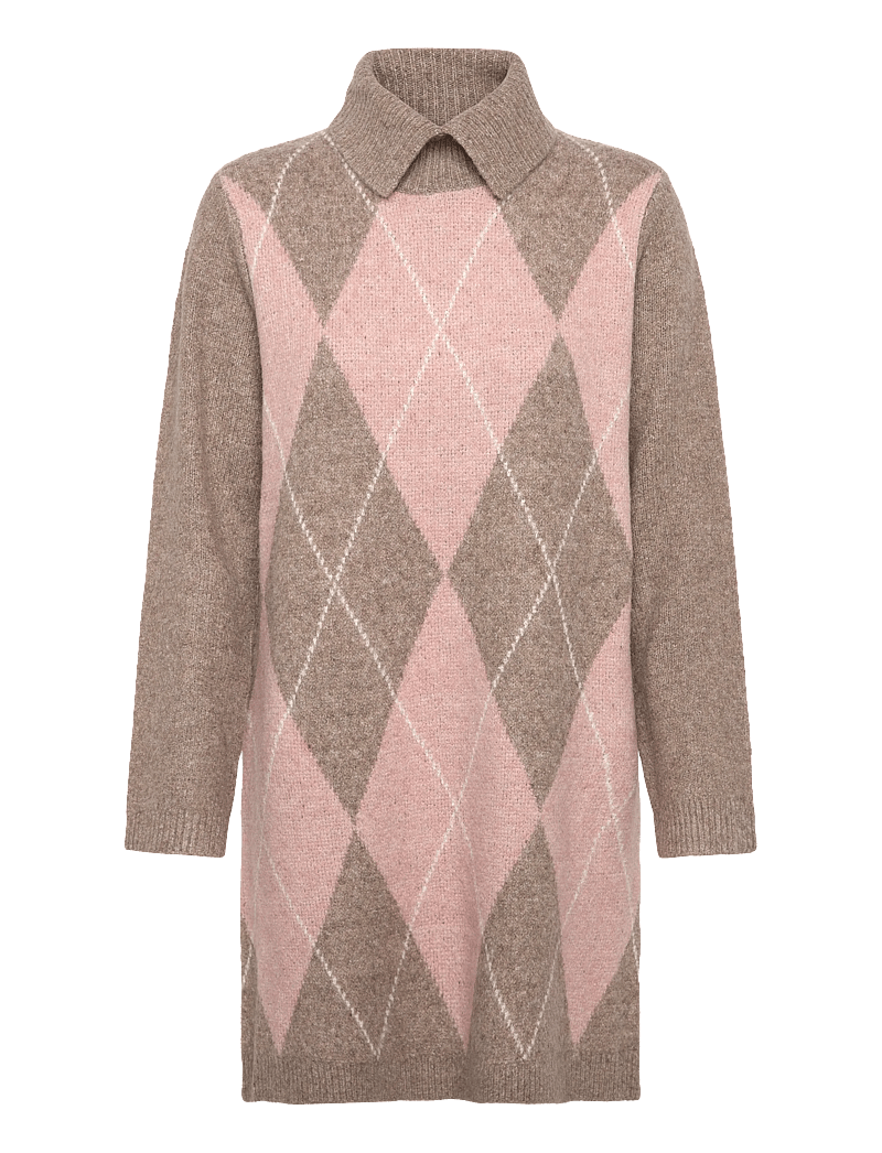 FREE/QUENT - Dress from Freequent in a soft, fine-knit material. The dress has long sleeves, - strikkjoler - desert taupe mel w pale m mel - 0