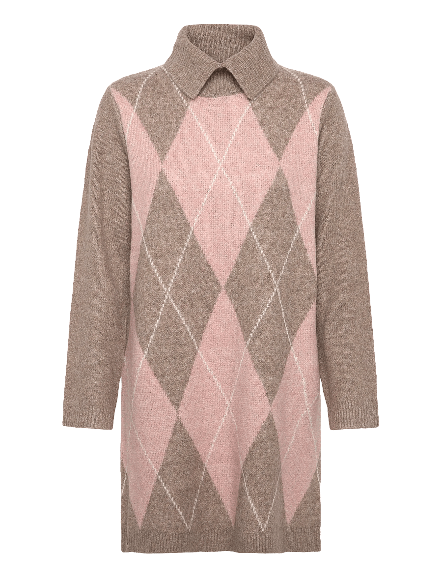 FREE/QUENT - Dress from Freequent in a soft, fine-knit material. The dress has long sleeves, - knitted dresses - desert taupe mel w pale m mel - 1
