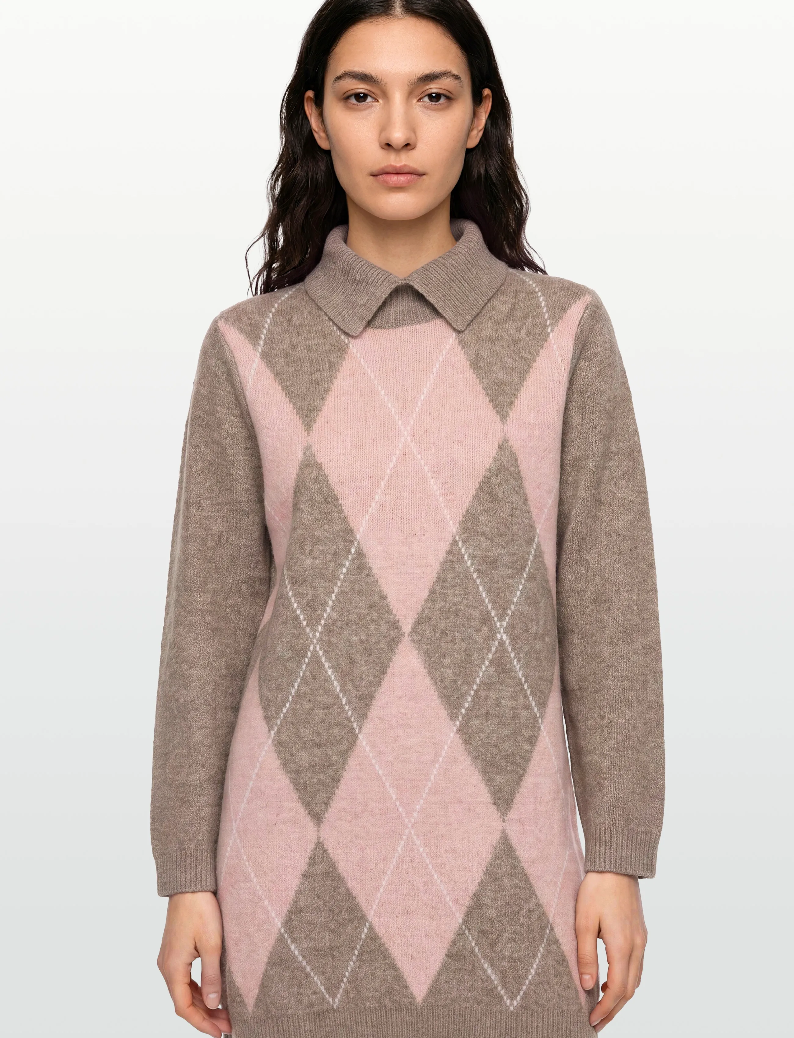 FREE/QUENT - Dress from Freequent in a soft, fine-knit material. The dress has long sleeves, - strickkleider - desert taupe mel w pale m mel - 3