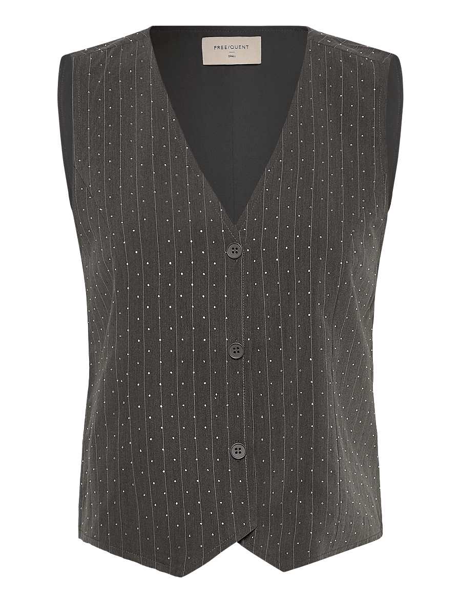 FREE/QUENT - FQWIDY-WAISTCOAT - westen - dark grey mel w star off-white - 0