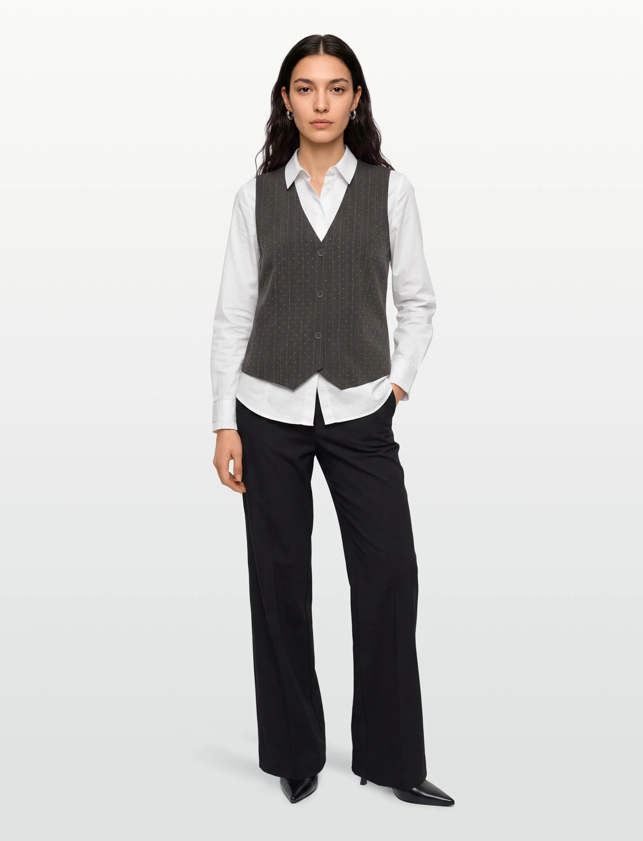 FREE/QUENT - FQWIDY-WAISTCOAT - Ärmellose blazer - dark grey mel w star off-white - 0