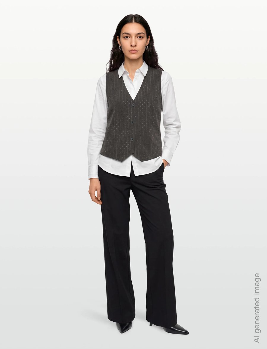 FREE/QUENT - FQWIDY-WAISTCOAT - westen - dark grey mel w star off-white - 0