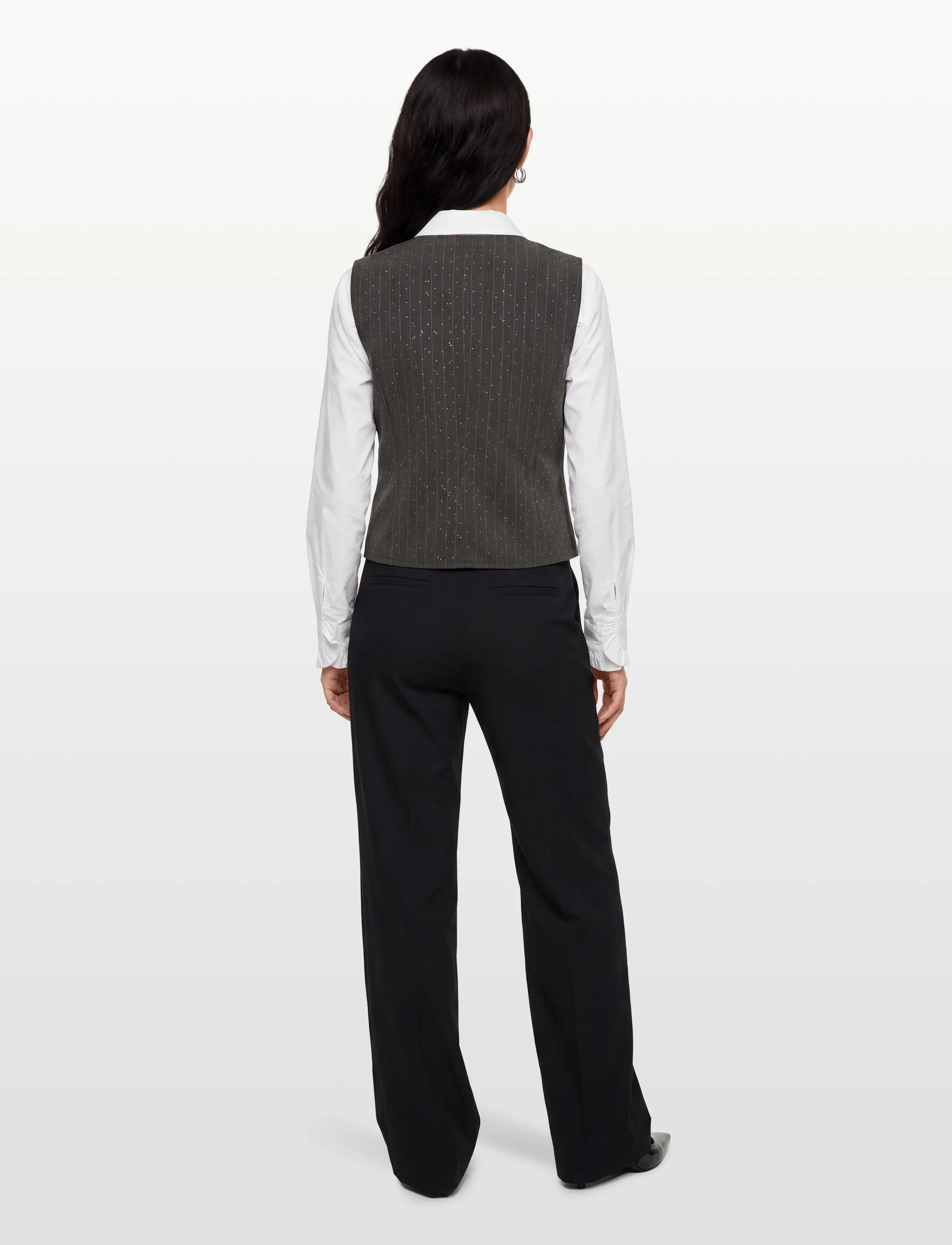 FREE/QUENT - FQWIDY-WAISTCOAT - Ärmellose blazer - dark grey mel w star off-white - 4
