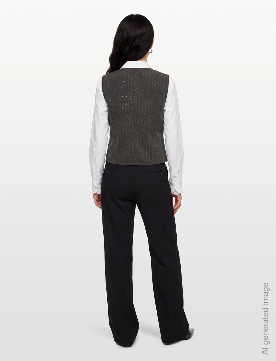 FREE/QUENT - FQWIDY-WAISTCOAT - westen - dark grey mel w star off-white - 4