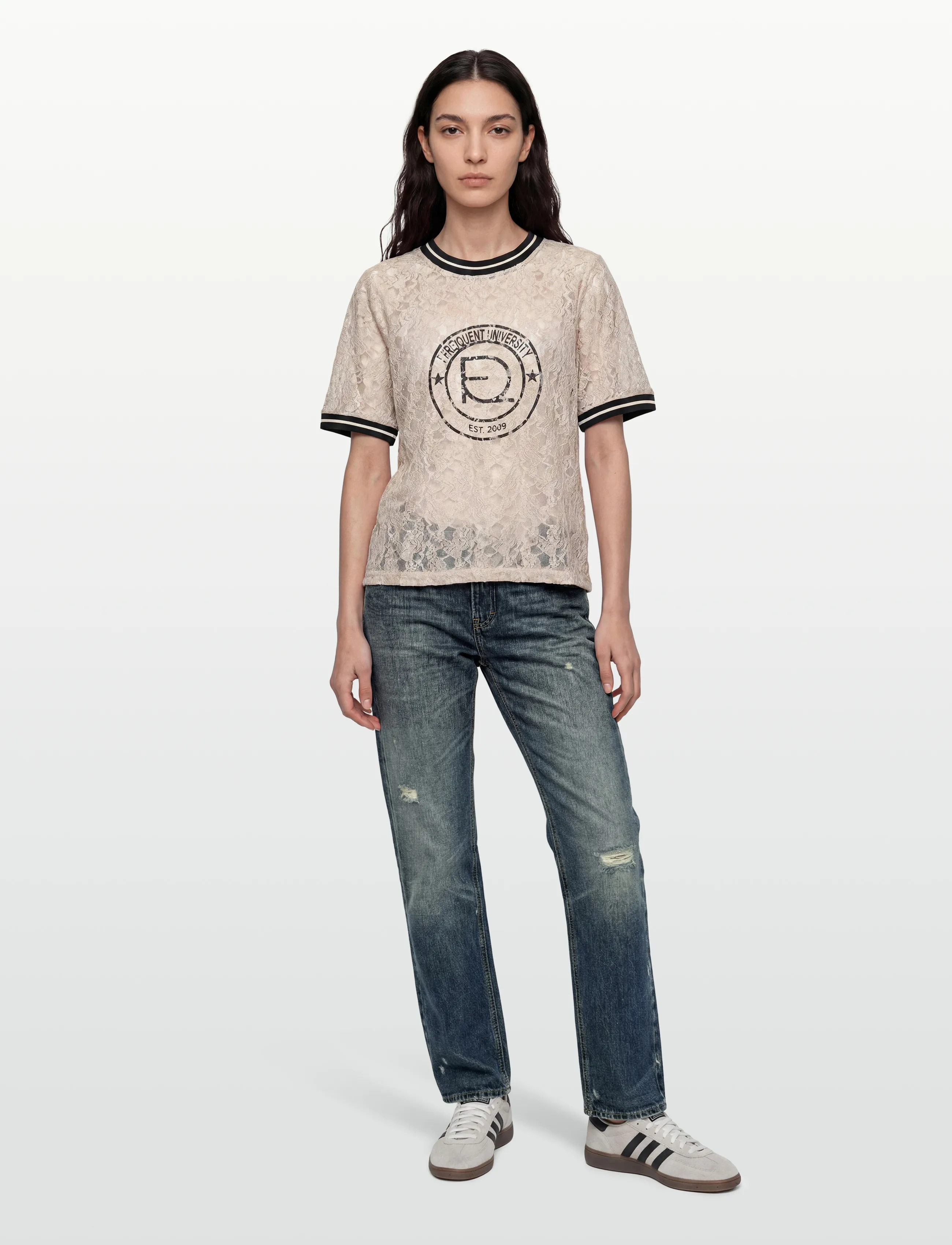 FREE/QUENT - FQEICO-TEE - t-shirts - moonbeam w. black - 0
