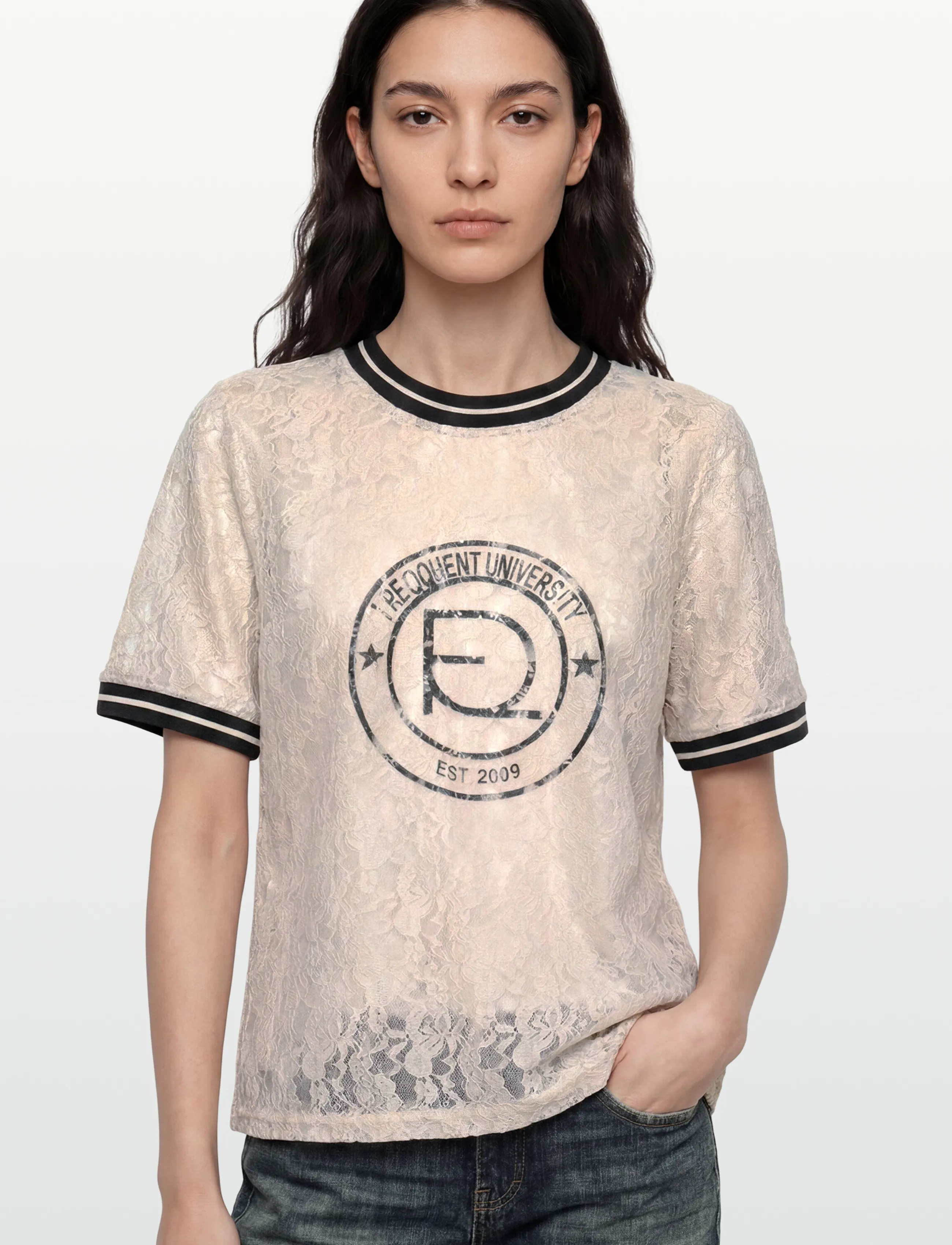 FREE/QUENT - FQEICO-TEE - t-shirts - moonbeam w. black - 3