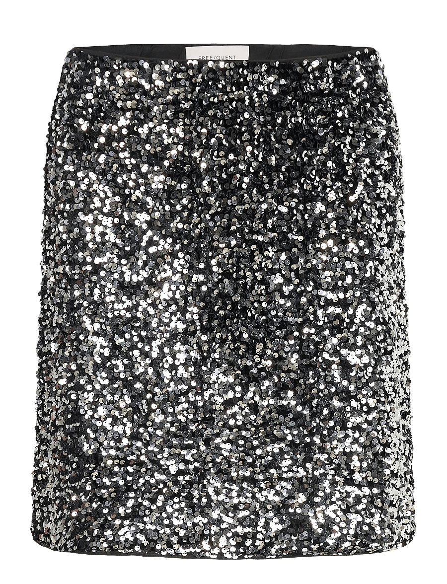 FREE/QUENT - FQLUNE-SKIRT - sequin skirts - black w. silver - 0