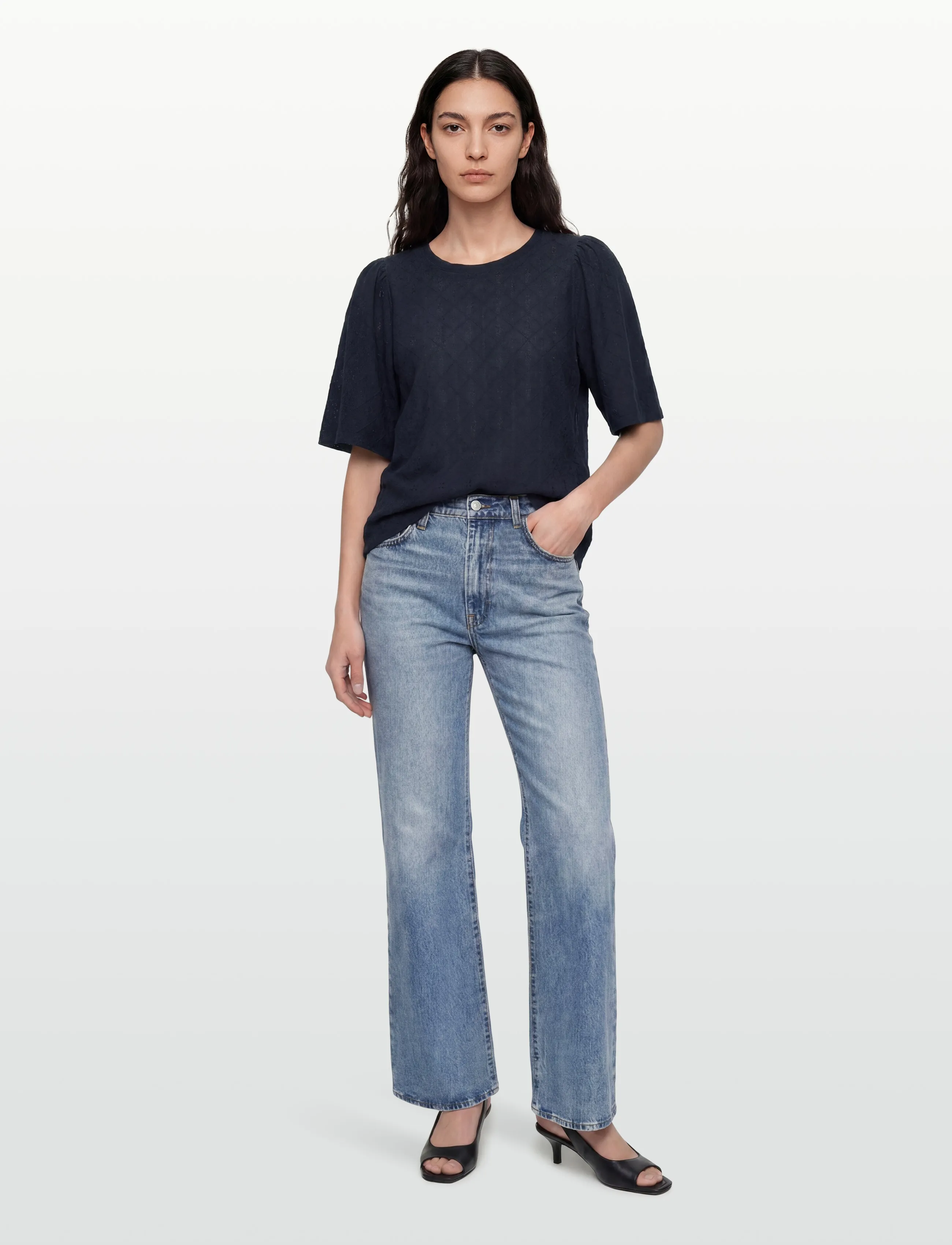 FREE/QUENT Fqkiona-Blouse, M, Blouses, Marineblau - Short-sleeved, Frauen