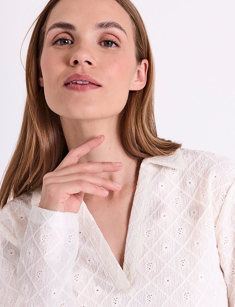 FREE/QUENT - FQKIONA-POLO - langärmlige blusen - star off-white - 3