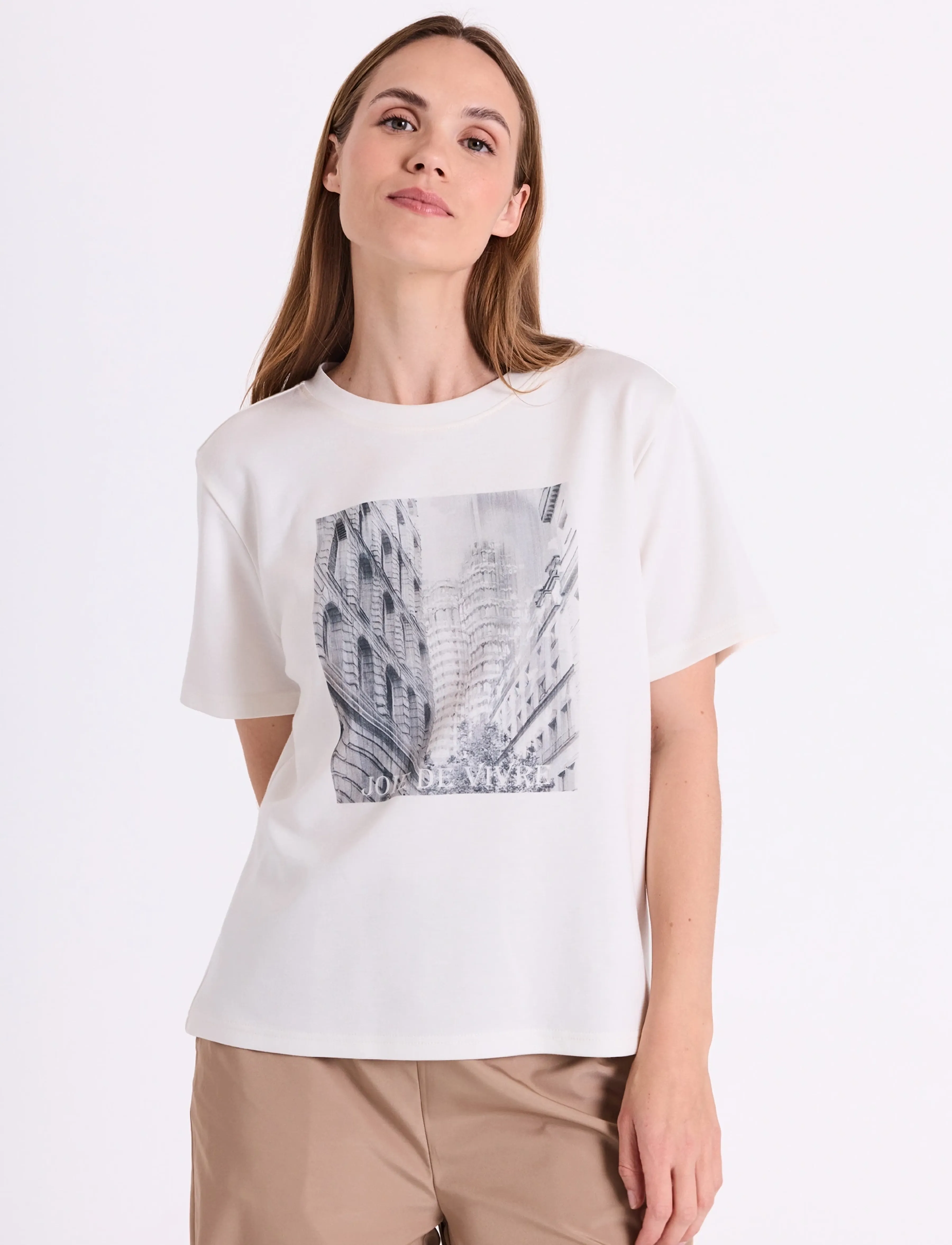 FREE/QUENT FQMALAK-TEE - T-shirts - STAR OFF-WHITE W. BLACK / white