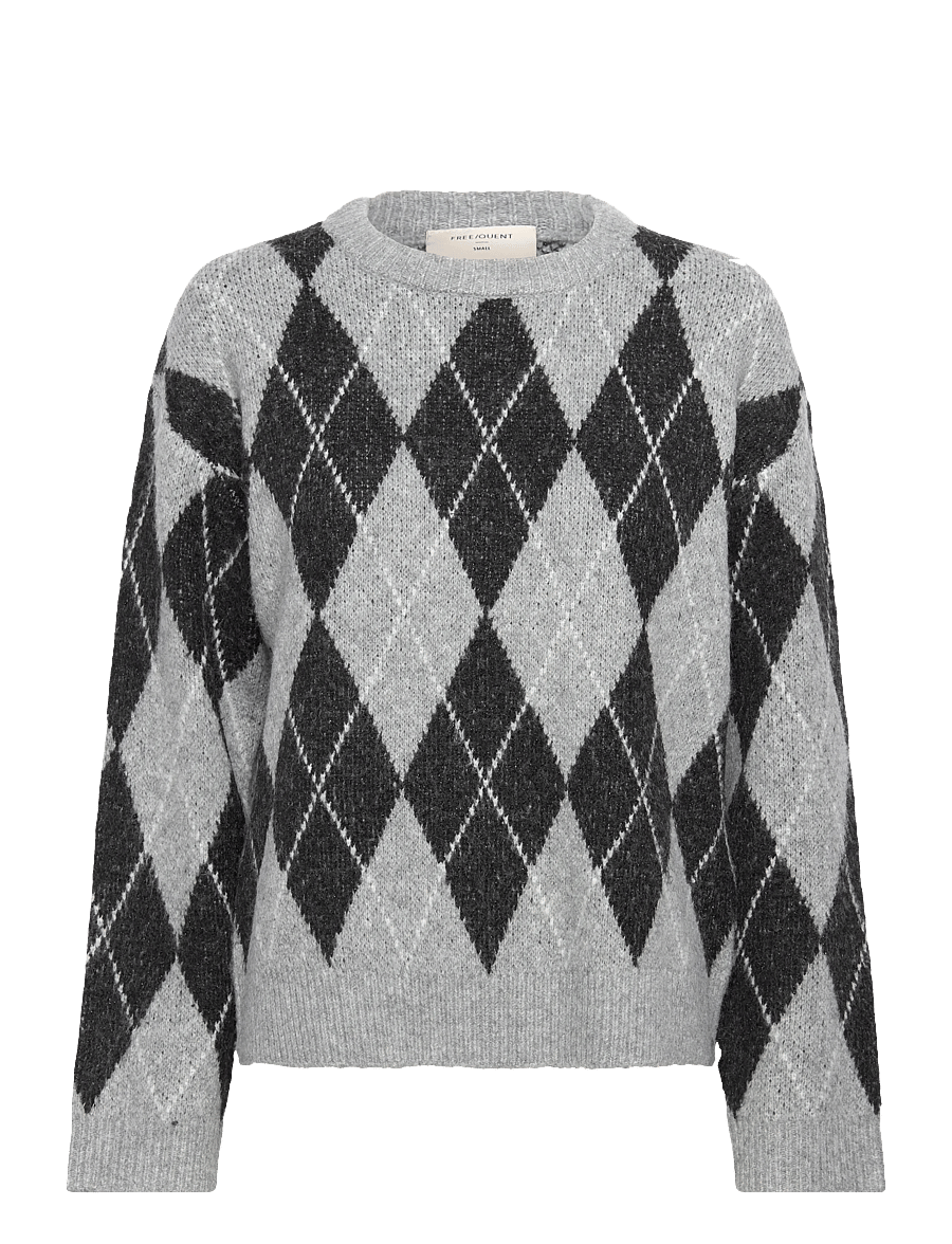 FREE/QUENT - FQVESPER-PULLOVER - striktrøjer - medium grey mel. w. black - 0
