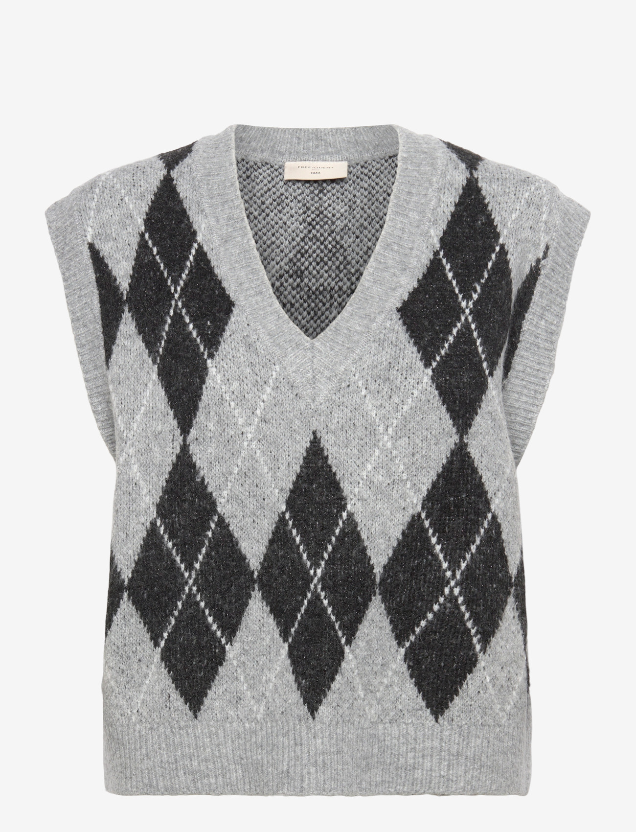 FREE/QUENT - FQVESPER-WAISTCOAT - stickade västar - medium grey mel. w. black - 0
