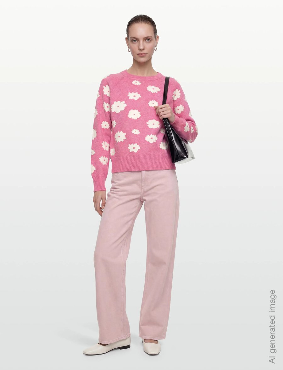 FREE/QUENT - FQALPI-PULLOVER - stickade tröjor - wild orchid ml w star off-whit - 0