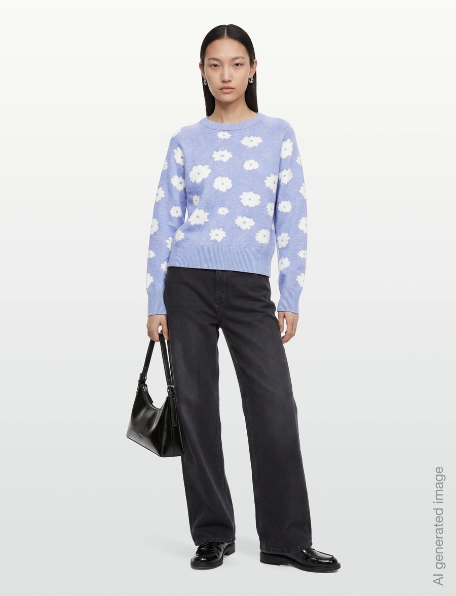 FREE/QUENT - FQALPI-PULLOVER - pullover - vista blue ml w star off-white - 0