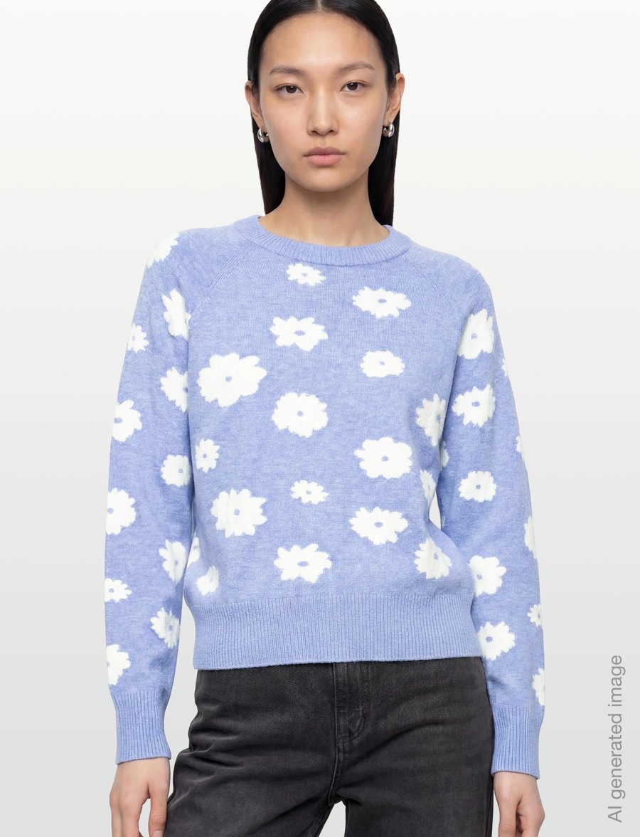 FREE/QUENT - FQALPI-PULLOVER - pullover - vista blue ml w star off-white - 3
