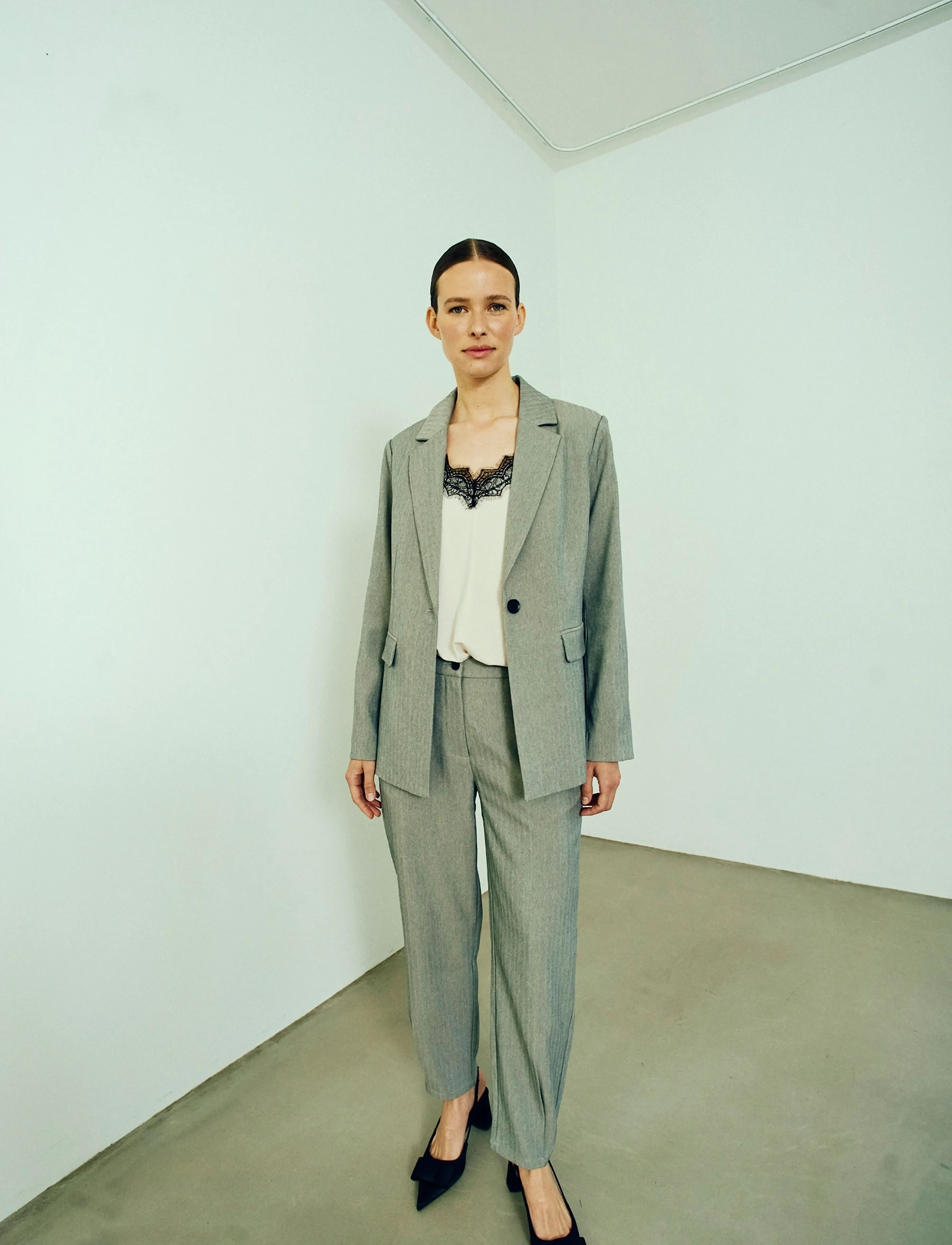 FREE/QUENT FQCAIA-PANTS - FREE|QUENT - LIGHT GREY MELANGE / grey