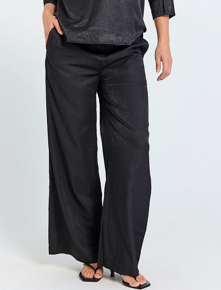 FREE/QUENT - FQHILDA-PANTS - bukser med brede ben - black - 0