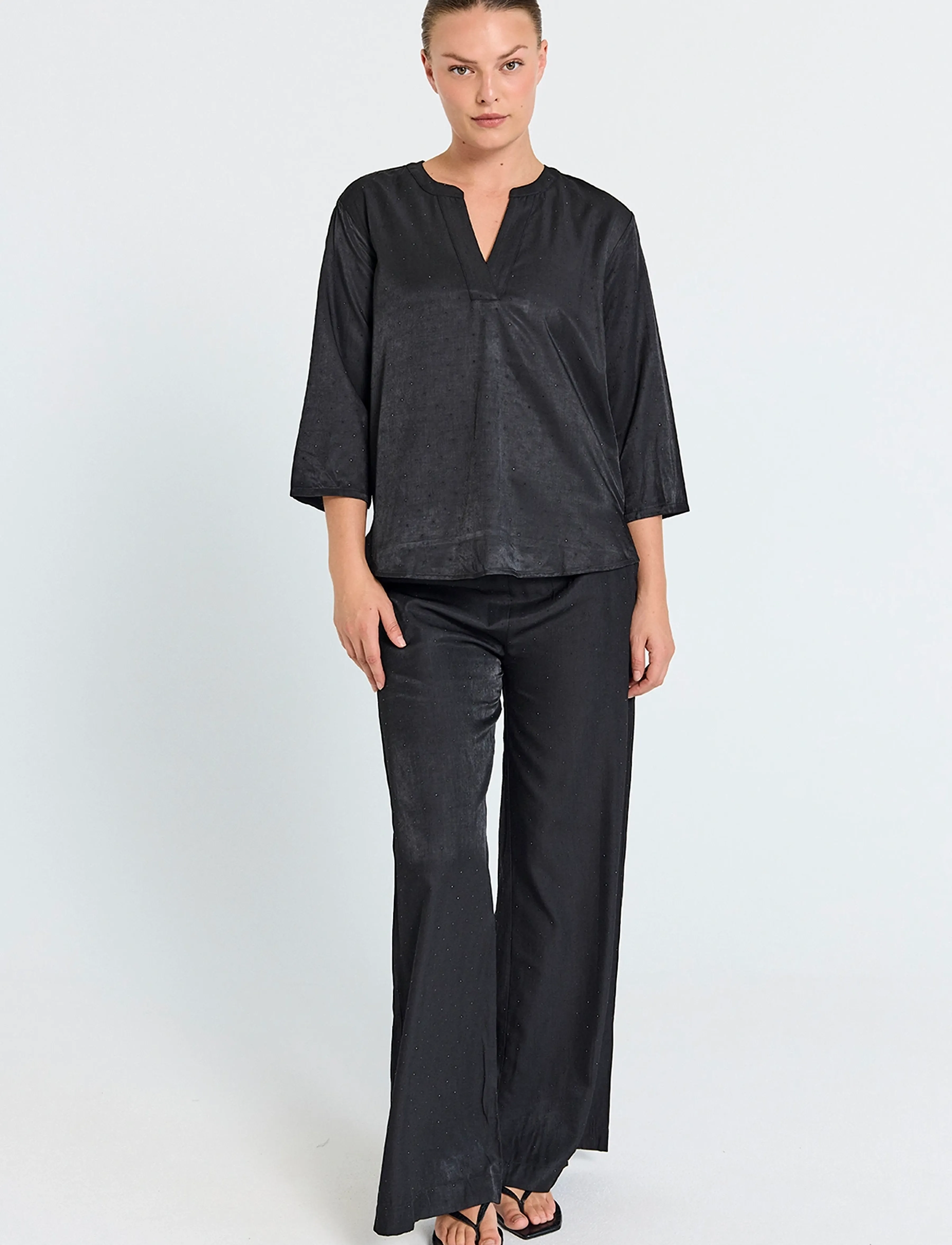 FREE/QUENT - FQHILDA-PANTS - pantalons larges - black - 3